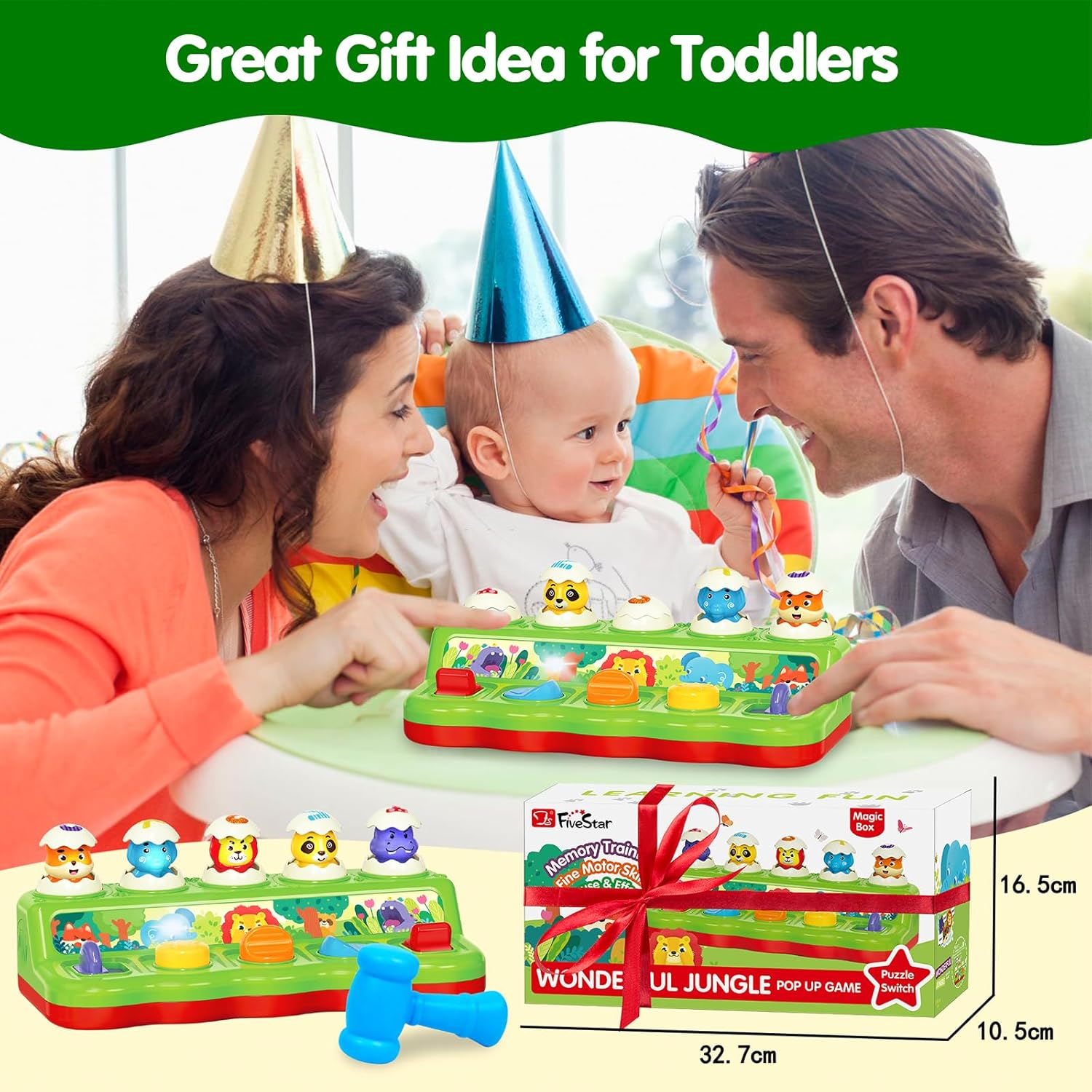 1 2 Year Old Toys for Boys Girls Birthday Gift, Pop up Baby Toys 6-12-18 Months, Learning Educational Montessori Toy for Toddlers, Musical Animal Eggs Toy with Music & Light, Kids Toys 1 Year image number 1