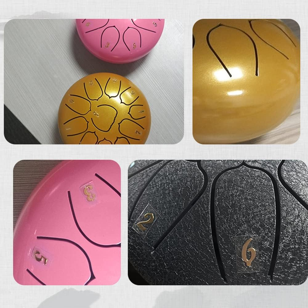 Domary 6 Inch Steel Tongue Drum 11 Notes Handpan Drum with Drum Mallet Finger Picks Percussion for Meditation Yoga - Dark Silver image number 5