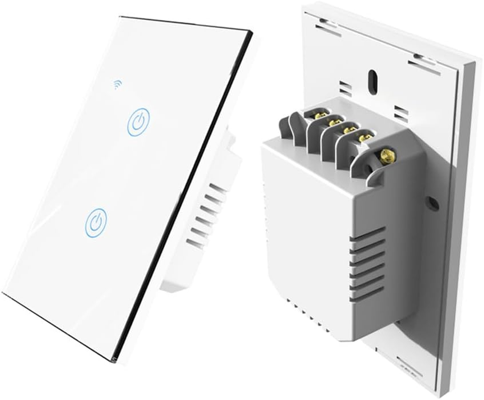Wifi Touch Panel Switch Home Smart Switch Panel LED Indicator Light Tempered Glass Panel Light Switch Work with Tuya App Wall Touch Smart Switch White 2 Way image number 4
