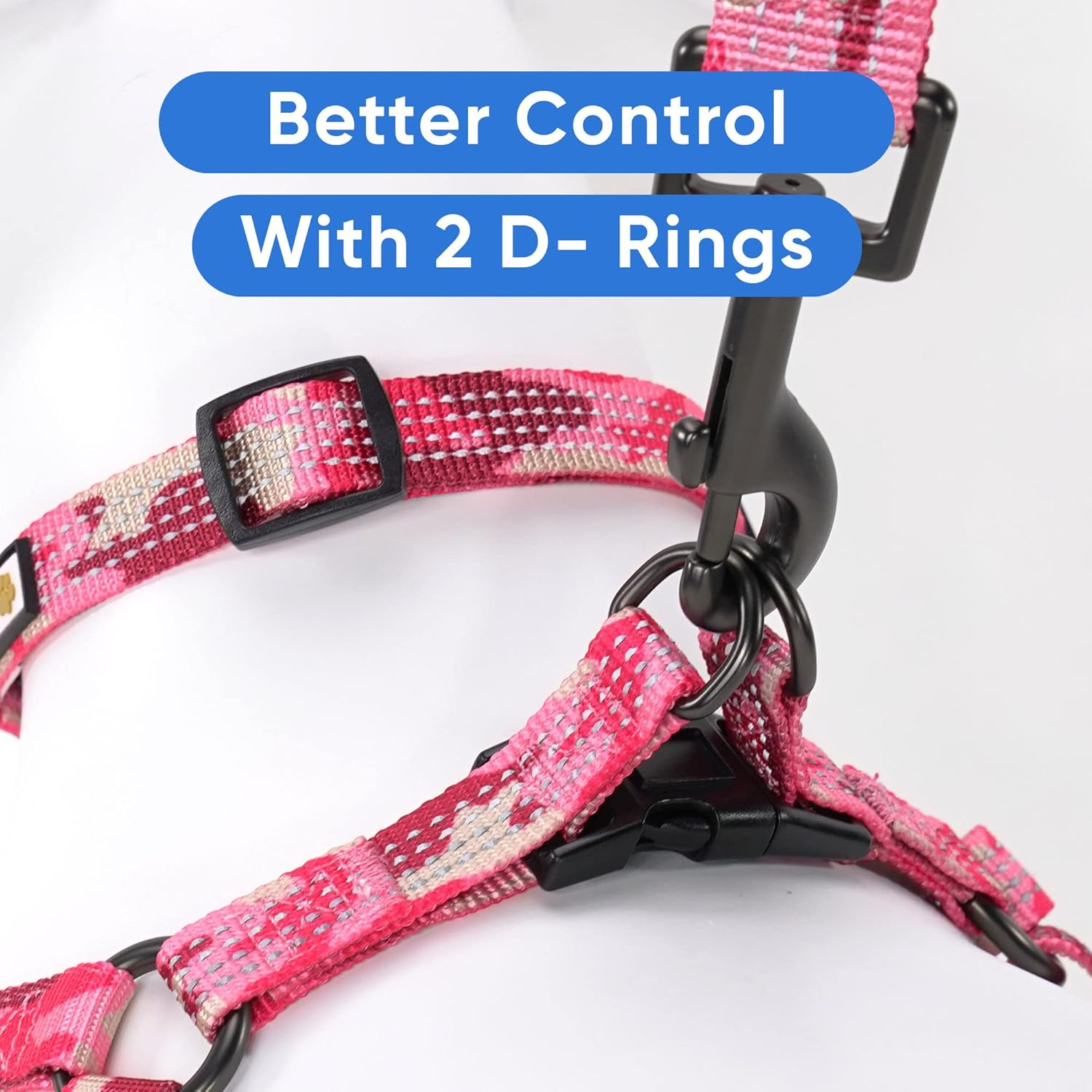 Pawtitas Reflective Step in Dog Harness or Reflective Vest Harness, Comfort Control, Training Walking of Your Puppy/Dog Harness Small S Pink Camo