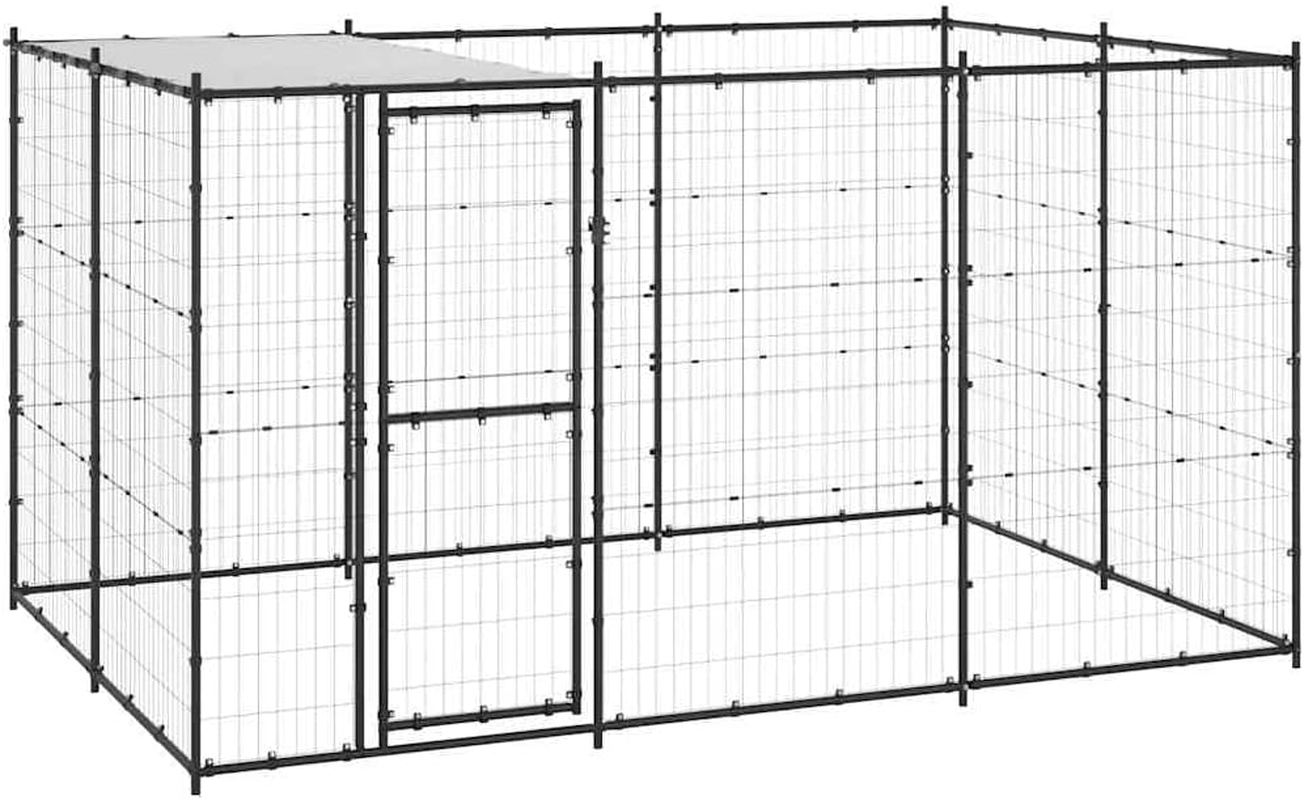 Outdoor Dog Kennel Steel with Roof Large Pet Enclosure 7.26 M&sup2; Backyard Shelter image number 2