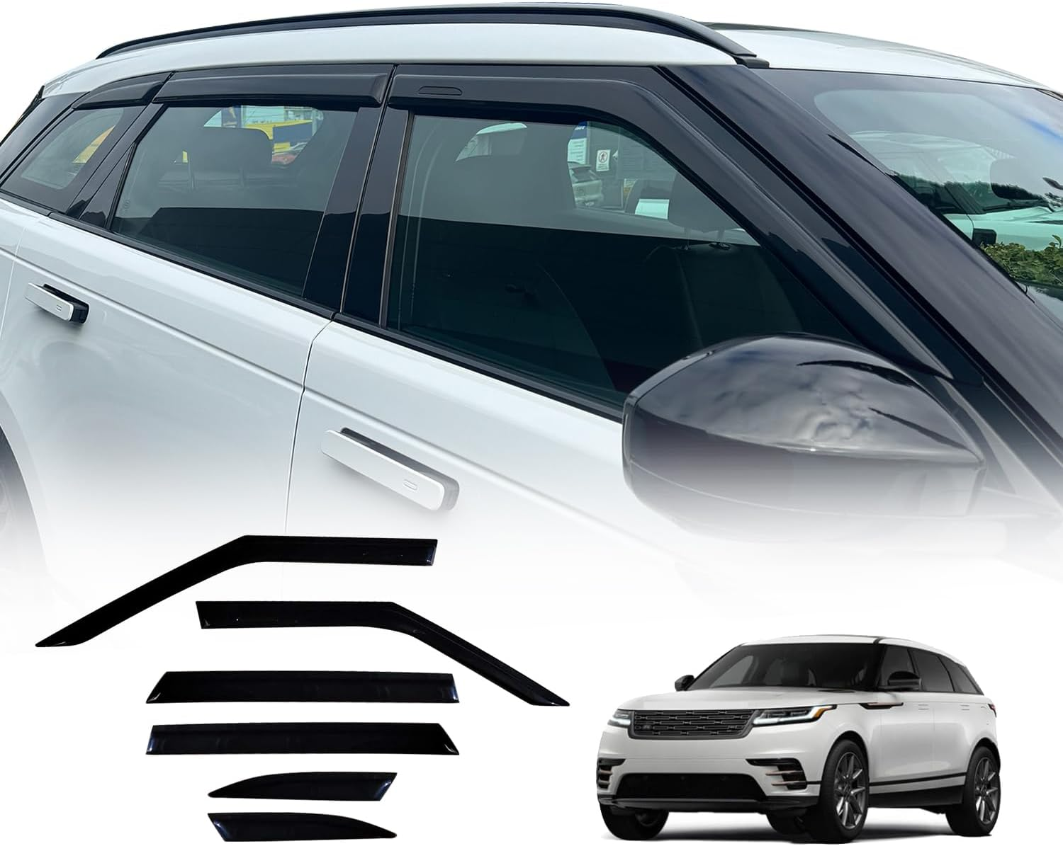 OAD4X4 Weathershields Compatible with Land Rover Range Rover Velar 2017-Onwards, Weather Shields Window Visors Wind Deflectors Sun Rain Guard 6PCS Set image number 4