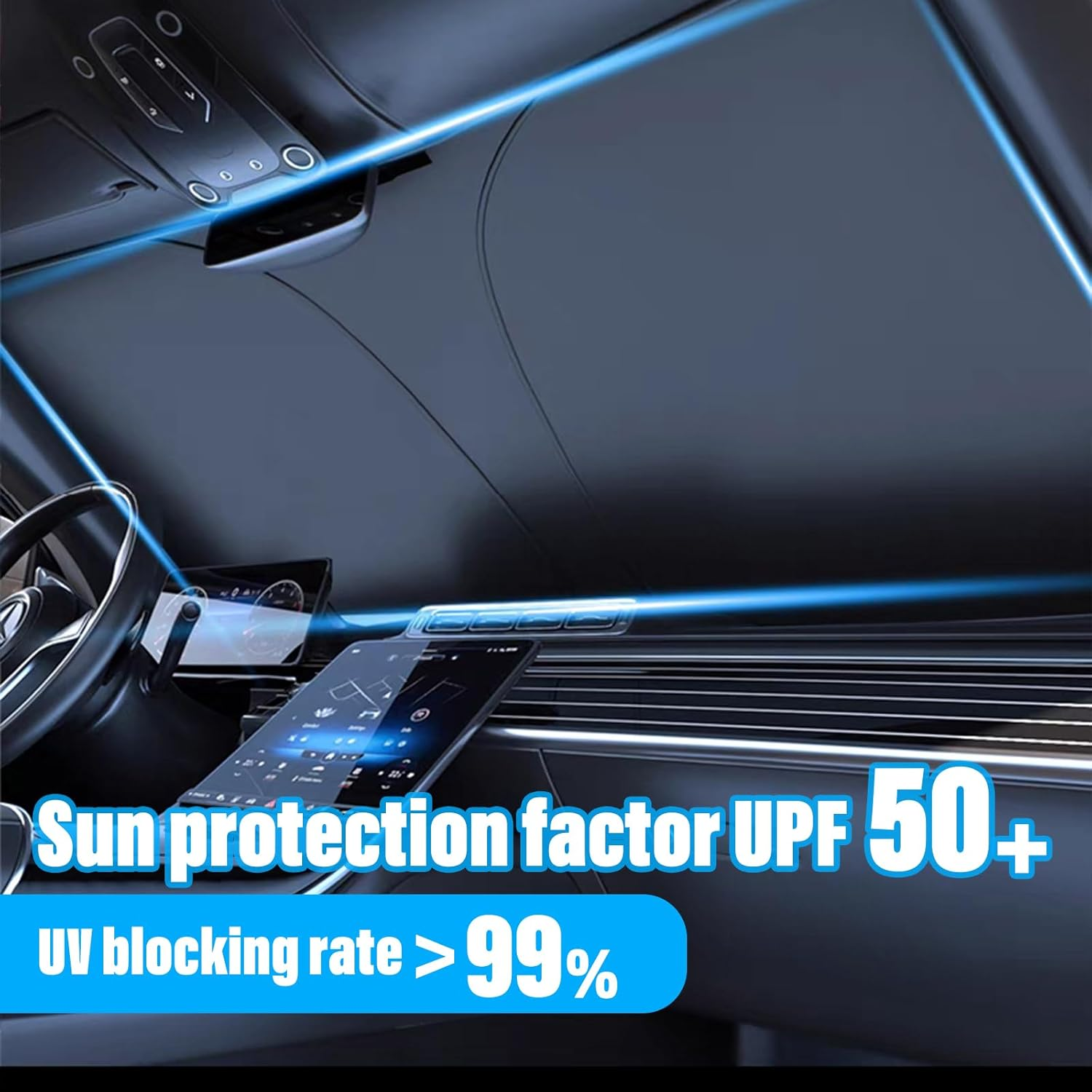 Car Windshield Sunshade with Side Window Mesh|Foldable Reflective Car Front Window Sun Shade Cover,Uv Protection Heat Insulation Sun Visor for SUV Sedan Truck RV (Large Front+4 Side) - Large Front+4 Side image number 5