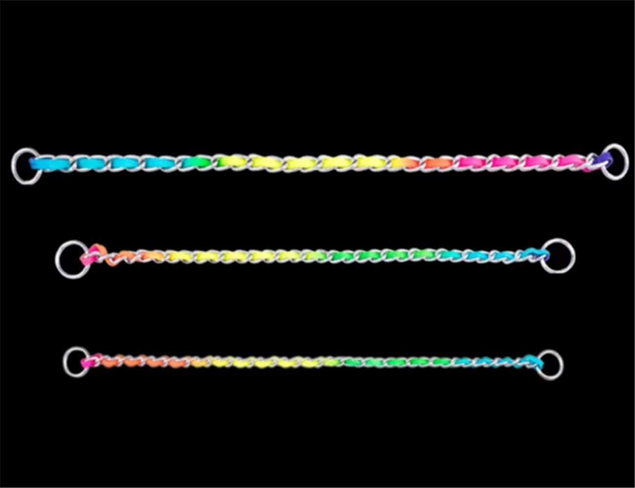 JWPC Rainbow Color Stainless Steel P Chock Metal Chain Training Dog Pet Collars Necklace Walking Training Pet Supplies for Small Medium Large Dogs,L image number 1