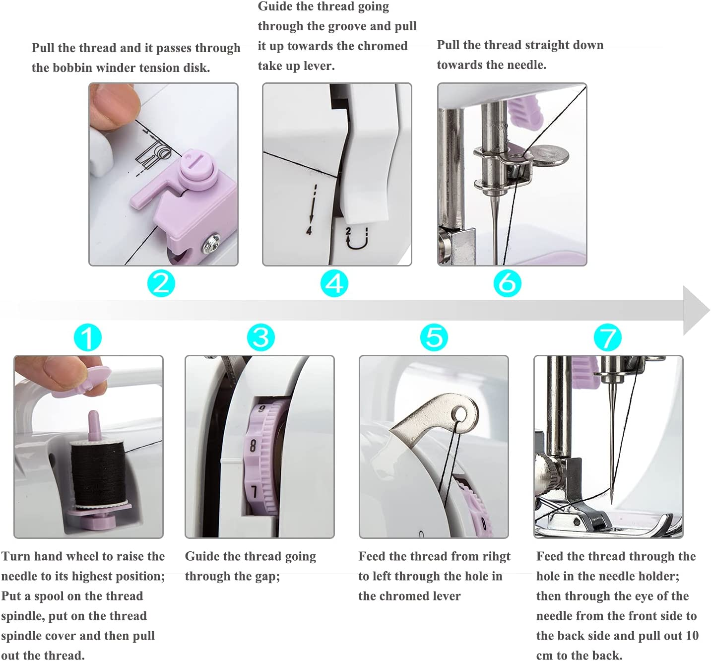 Mini Sewing Machine for Beginner by Galadim - Small Electric Sewing Machines with 2 Speed 12 Built-In Stitch Patterns GD-054-AU-A23 - White image number 6