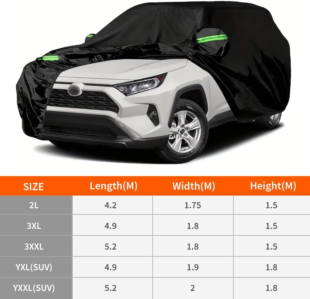 Vivva 6 Layers Car Cover Outdoor Car Cover Universal Full Car Covers for Automobiles All Weather Waterproof UV Protection Windproof Rain Dust Scratch Snow Fit SUV Large (5.2 * 2.0 * 1.8M) image number 6