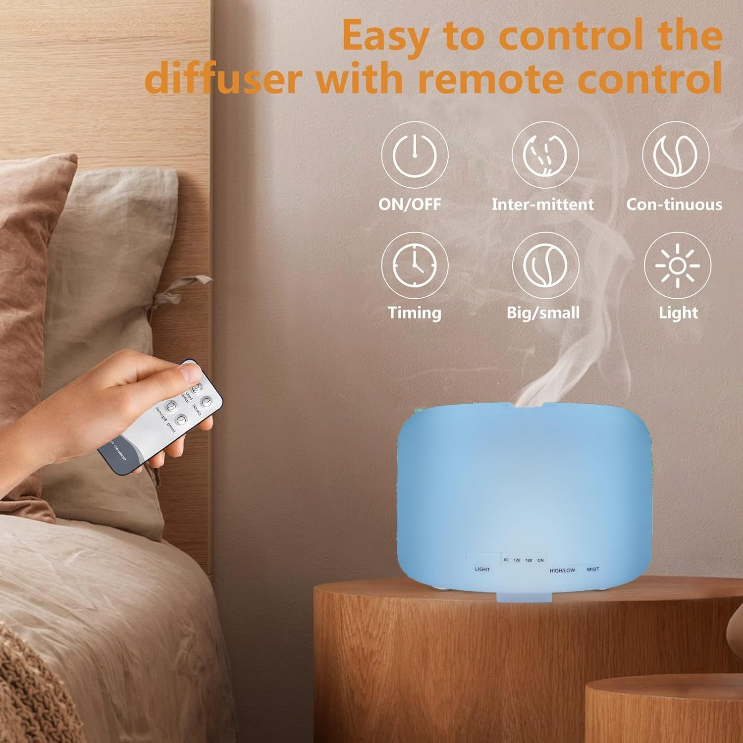 500Ml Essential Oil Diffuser 7 Color Night Light, Electric Aroma Ultrasonic Aromatherapy Humidifier Timer and Auto Shut off (With Bluetooth Speaker) image number 5