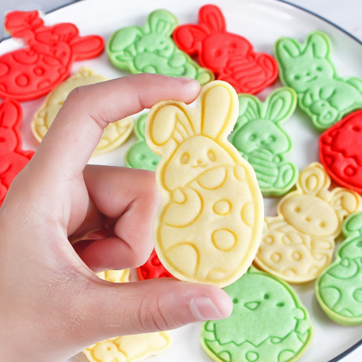 Animals Cookie Cutters, 8 Styles Holiday Biscuit Fondant Cookie Cutters Cartoon Party Decorations Supplies Favor, Eggs Bunny Cookie Cutter Mold Embossed for Kitchen Baking Tools (Style B) image number 6