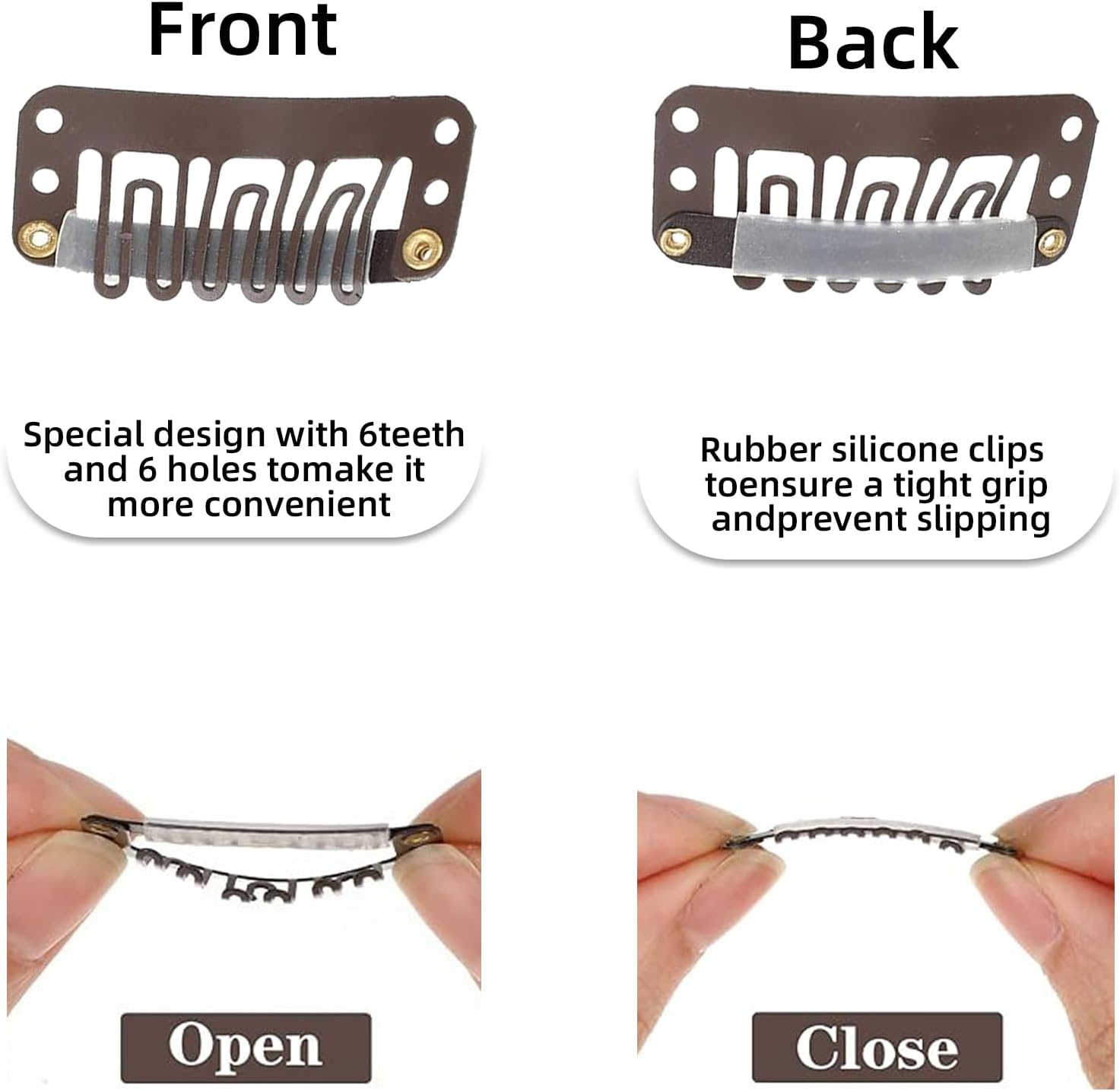 Suytvenxau Wig Clips, 50 PCS Hair Extension Clips Small Snap Clips for Wig (Dark Brown) - Versatile Small Hair Clips for Wigs and Hairpieces - Black  Light Brown image number 3