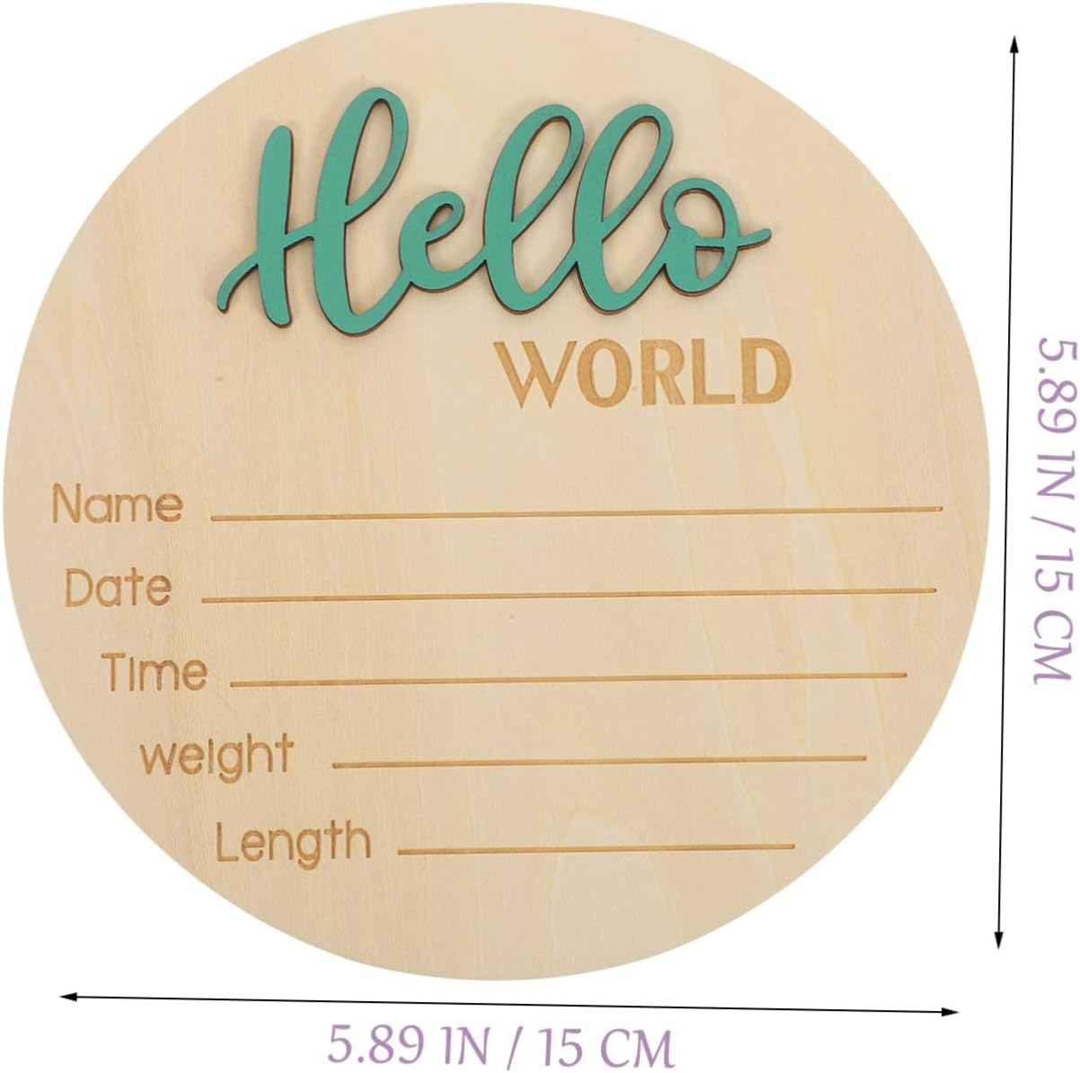 Beaupretty Newborn Name Sign Wooden Birth Announcement Prop round Shape Photography Decor for Shower Simple Design for Recording Name Weight image number 4