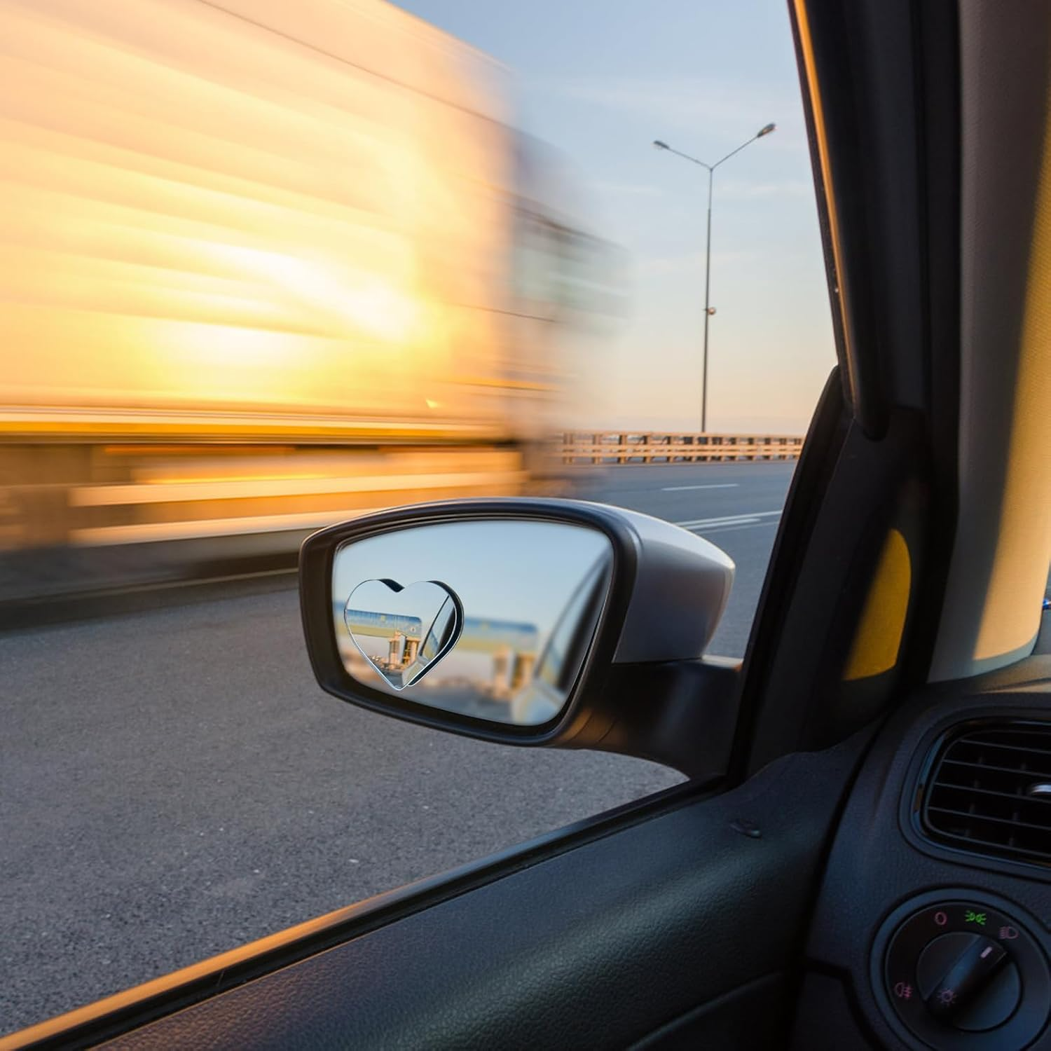 2 Sets Heart Shaped Blind Spot Mirror - Cute Car Accessories, HD Convex Rearview Mirror Set, Universal Stick-On Side Mirror for Cars, Suvs, Trucks, Frameless Design with Wide Angle for Enhanced Safety image number 1