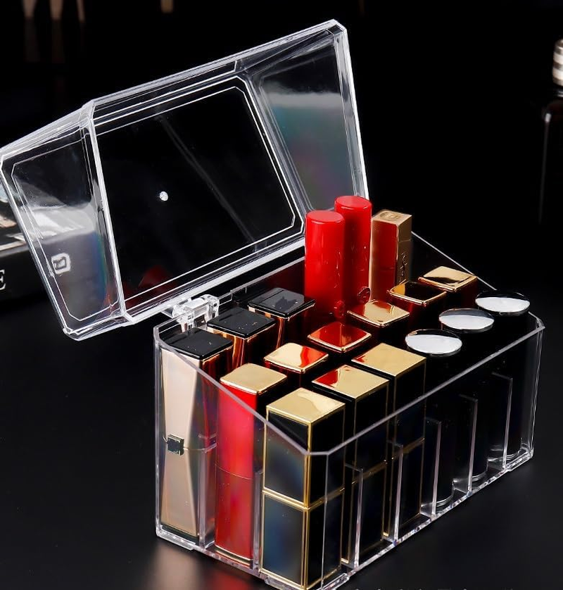 Lipstick Storage Box Organizer, 24 Spaces Clear Acrylic Perfume Storage Holder Beauty Scent Holder, Makeup Lipgloss Lipstick Display Case with Lid (24 Spaces, One Size) image number 5