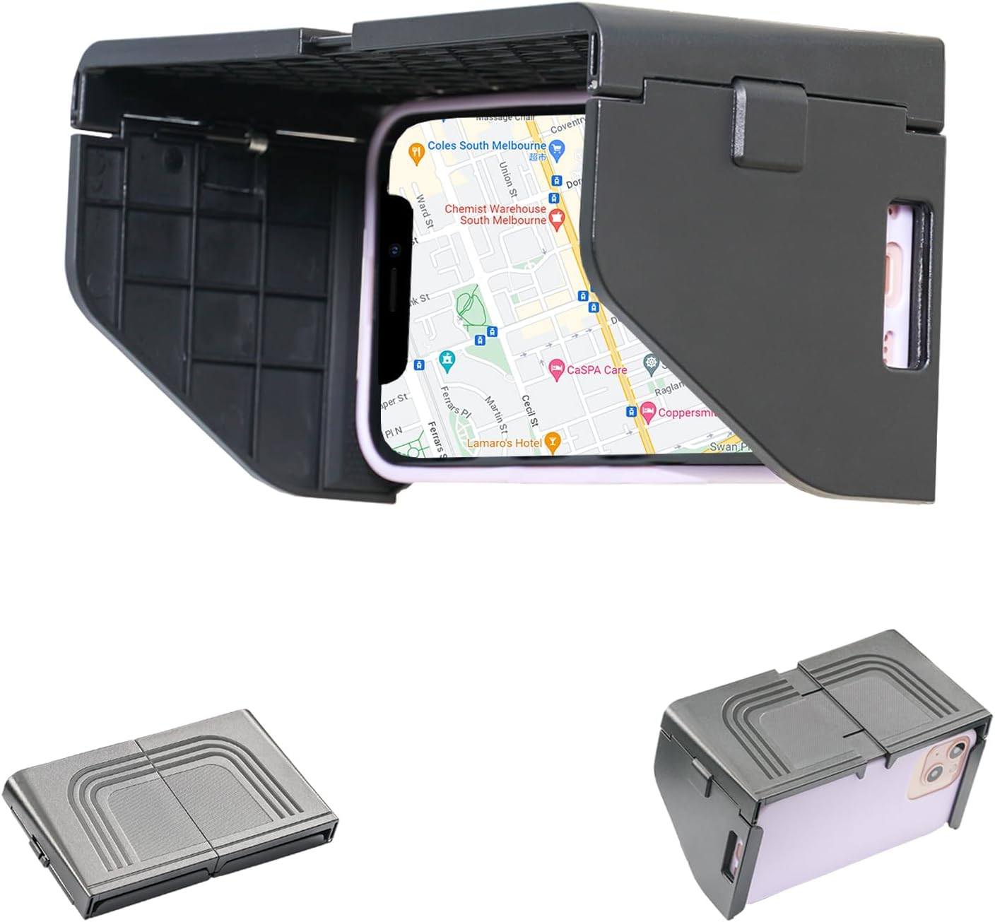 TFY Foldable Sun Shade Visor for Mobile Phones, Anti-Glare Hood, Sun Shield, Easy to Install, Stable and Secure Fit, Portable and Foldable Design image number 3