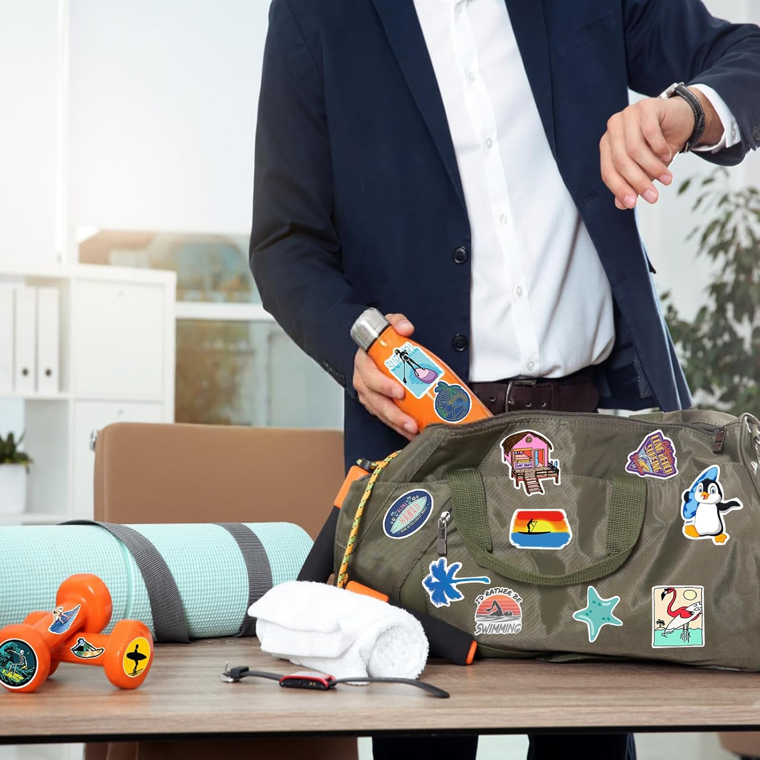 100PCS Surfing Stickers,Cute Surf Style Sport Vinyl Waterproof Decals for Water Bottle Laptop Birthday Gift Supplies image number 4