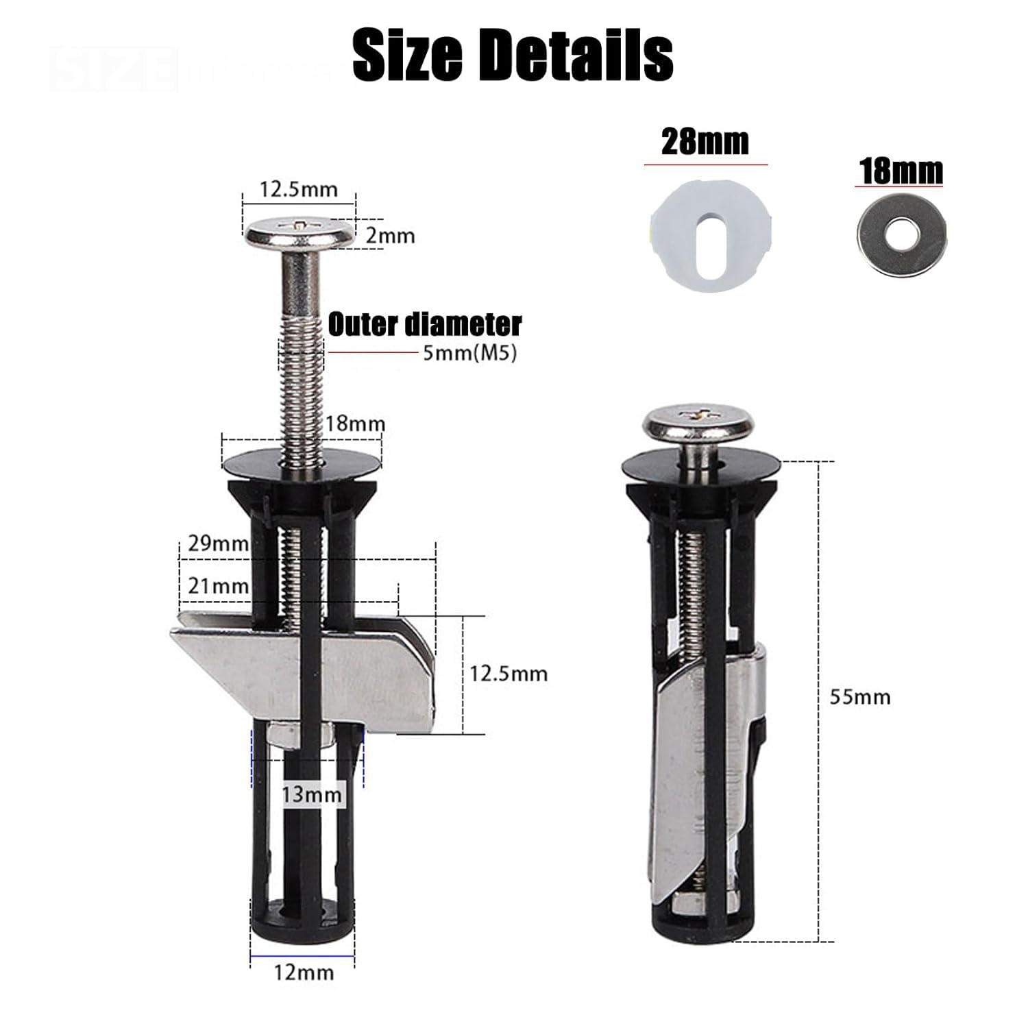 Heavy Duty Toilet Seat Fasteners - Universal Metal Bolt Kit,Toilet Seat Fitting Hinge Bolt Screw for Lasting Stability & Hassle-Free Installation (2) image number 2