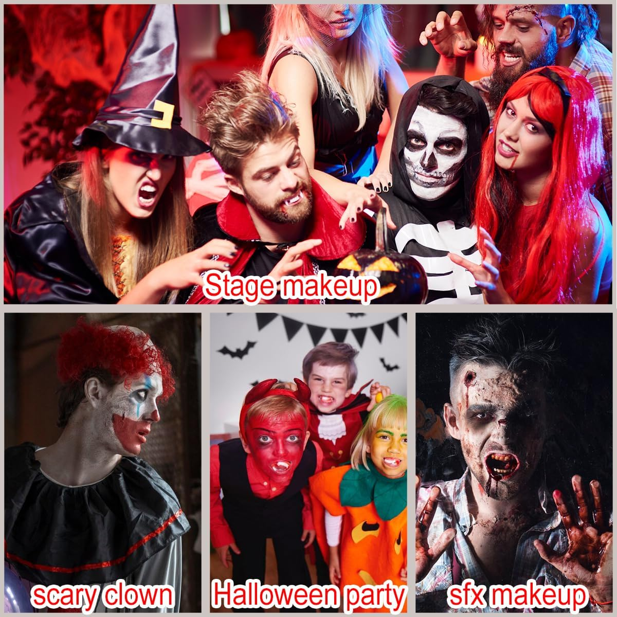 Bowitzki Halloween SFX Makeup Kit Special Effect Makeup,Liquid Latex+Scab Blood+Spray Blood+6 Colors Oil Based Face Paint+Sfx Bruise Wheel+Skin Wax+Stipple Sponges+Latex Free Sponges+Spatula+Brushes image number 3