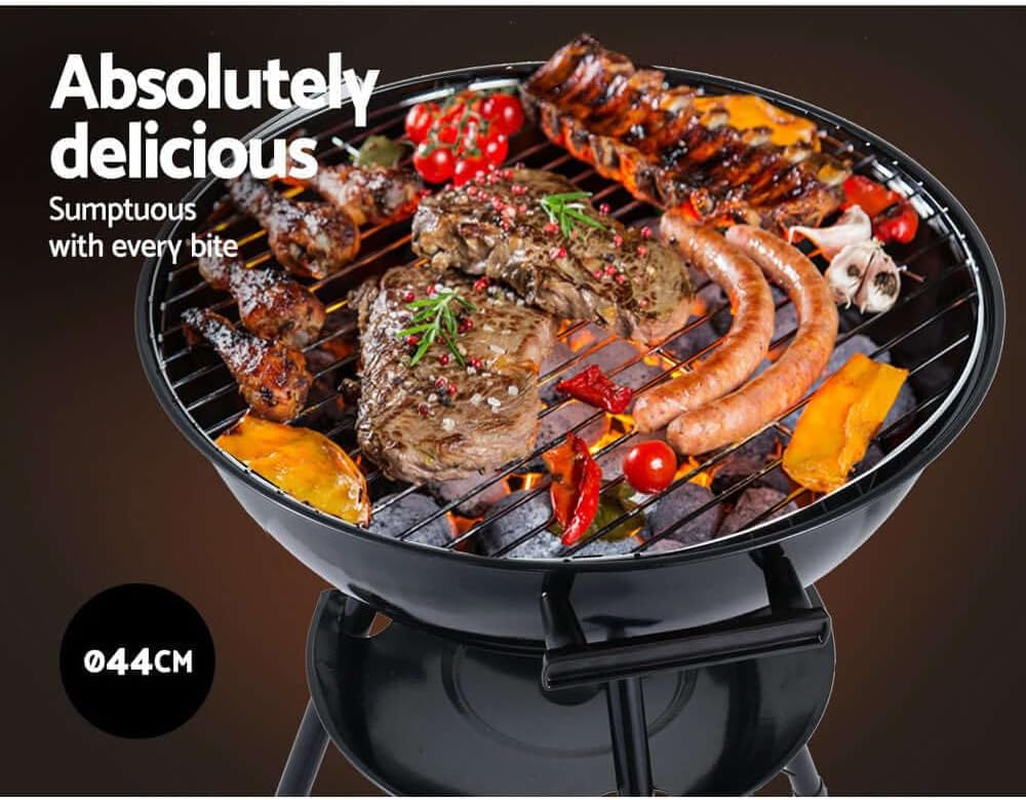 Grillz Charcoal Portable Camping Grill Steel Oven Barbeque Smoker, Black image number 1