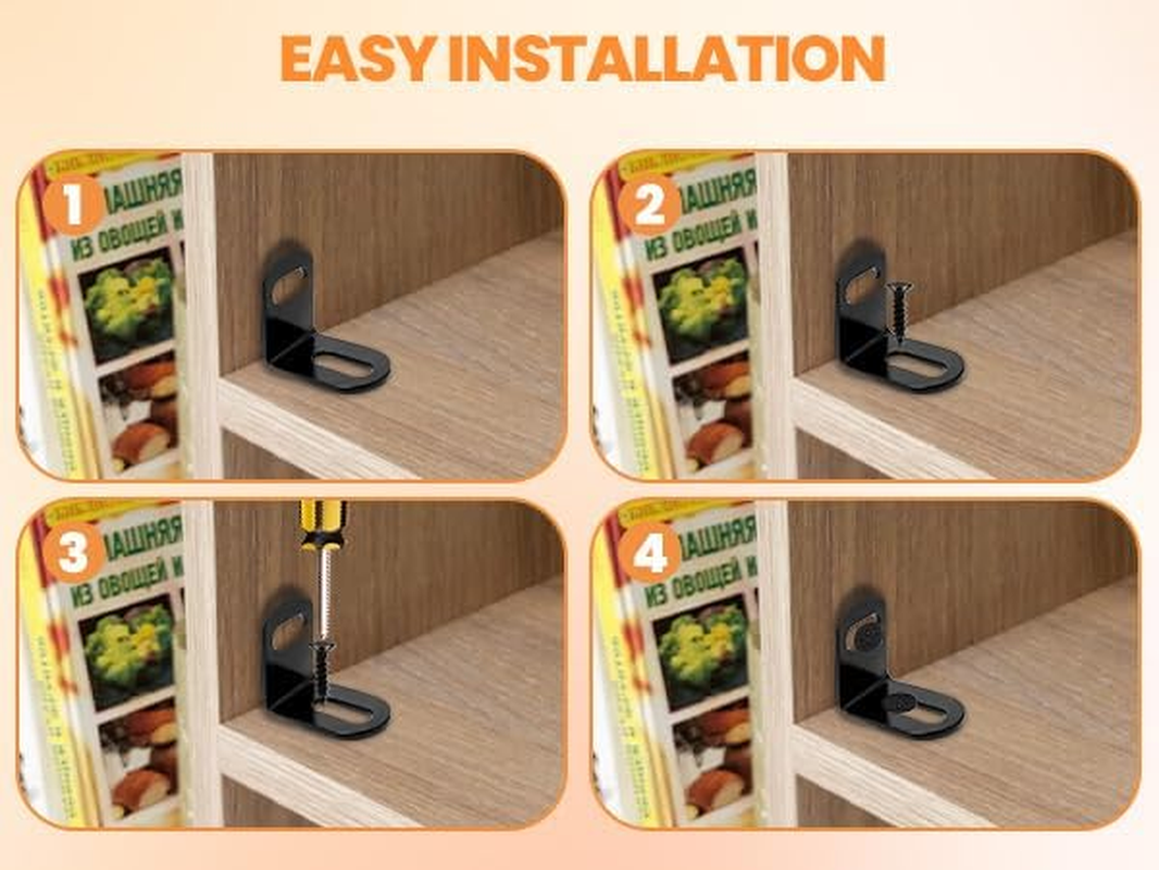 KUMGROT 20 Pcs Adjustable Wood Table Top Expansion Bracket Corner L Brackets Clips Fastener Connector Woodworking Fasteners Hardware Right Angle Corner Brace, Black image number 6