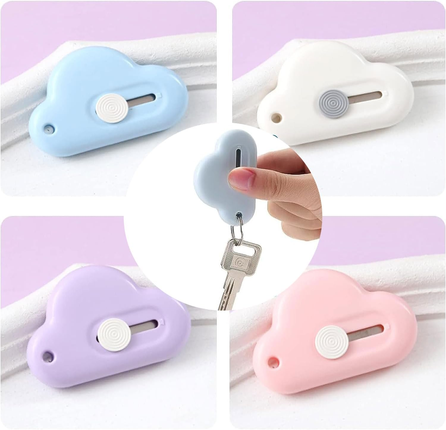 3Pcs Mini Box Cutter， Retractable Blade Utility Knife Letter Opener Box Cutter Carton Opener for Key Chain Decoration Gift Kids (Blue) image number 4