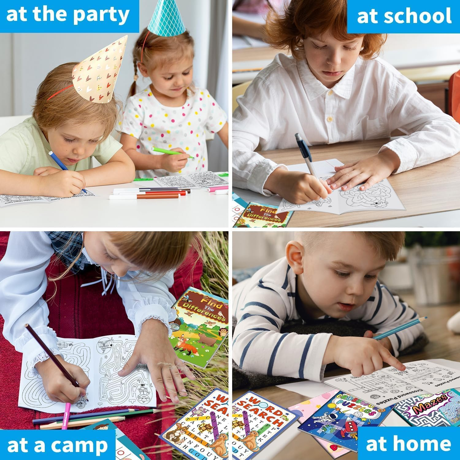 24Pack Mini Activity Book for Kids Party Favours Ages 4-8 8-12,Bulk Activity Books Include Mazes,Dot to Dot,Word Search, Word Scramble and More for Goodie Bag Stuffer Stuffer Classroom Activity