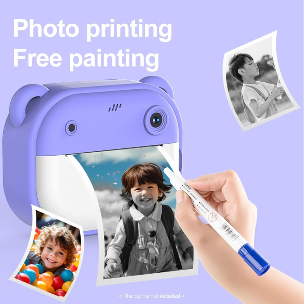 Namolit Kids Instant Print Camera 1080P Digital Camera with Dual Lens, 2 Inch Screen, Built-In Battery, Picture Frames, Thermal Printing Paper, Blue - Green image number 3