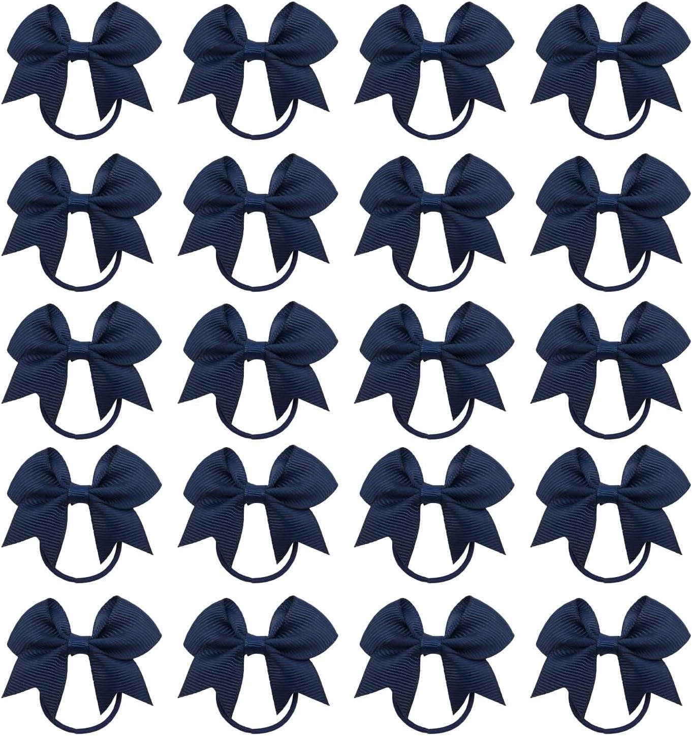 20 Pieces White Hair Accessories, White Hair Bow, Bows for Hair, Girls Bobbles Bows School Bands, Elastics Hair Bands for Girls (White)