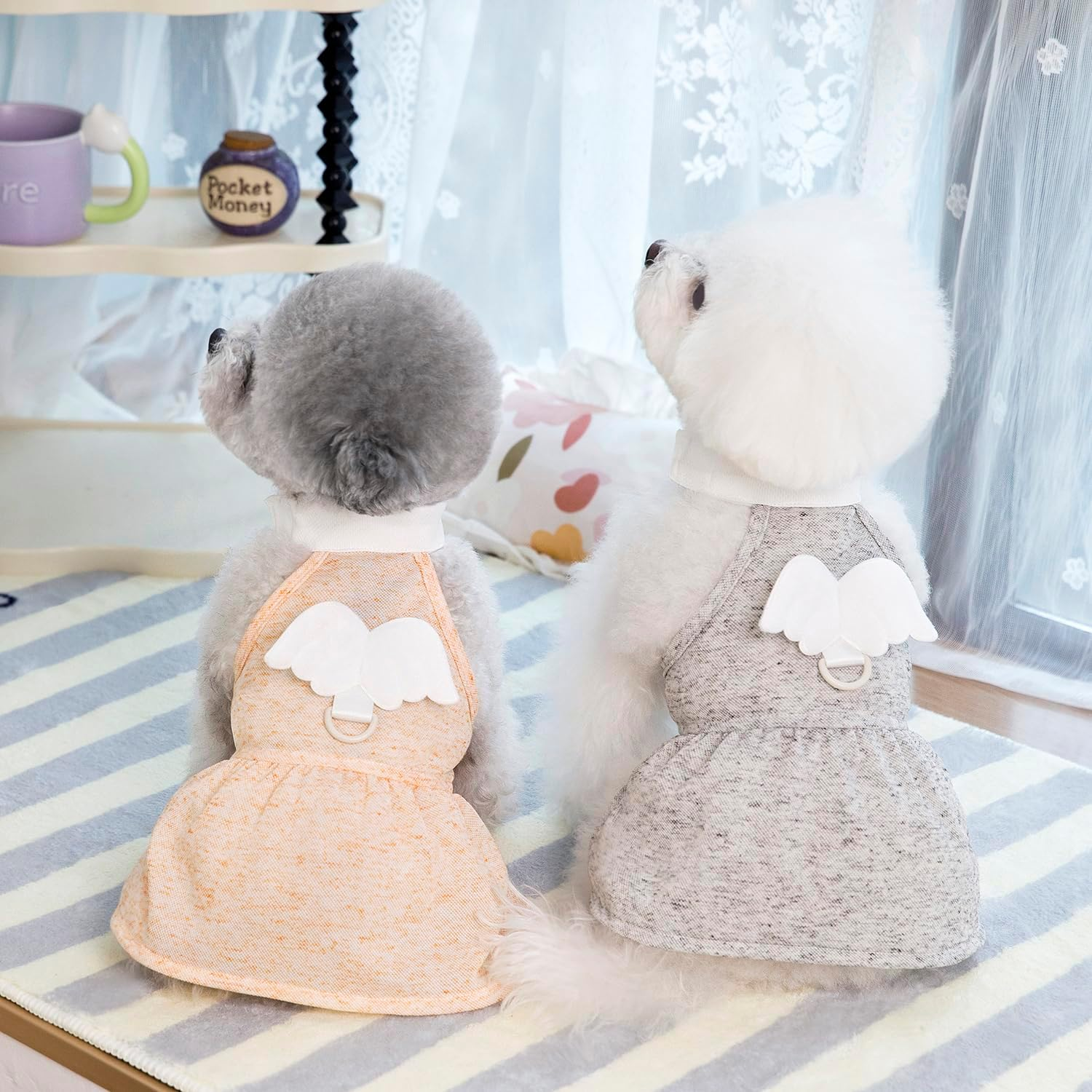 3-Piece Dog Dresses Puppy Luxury Princess Dress Angel Dress Pure Wings Clothing Wedding Evening Summer Skirt Dog Dress for Small Dog Girl image number 1