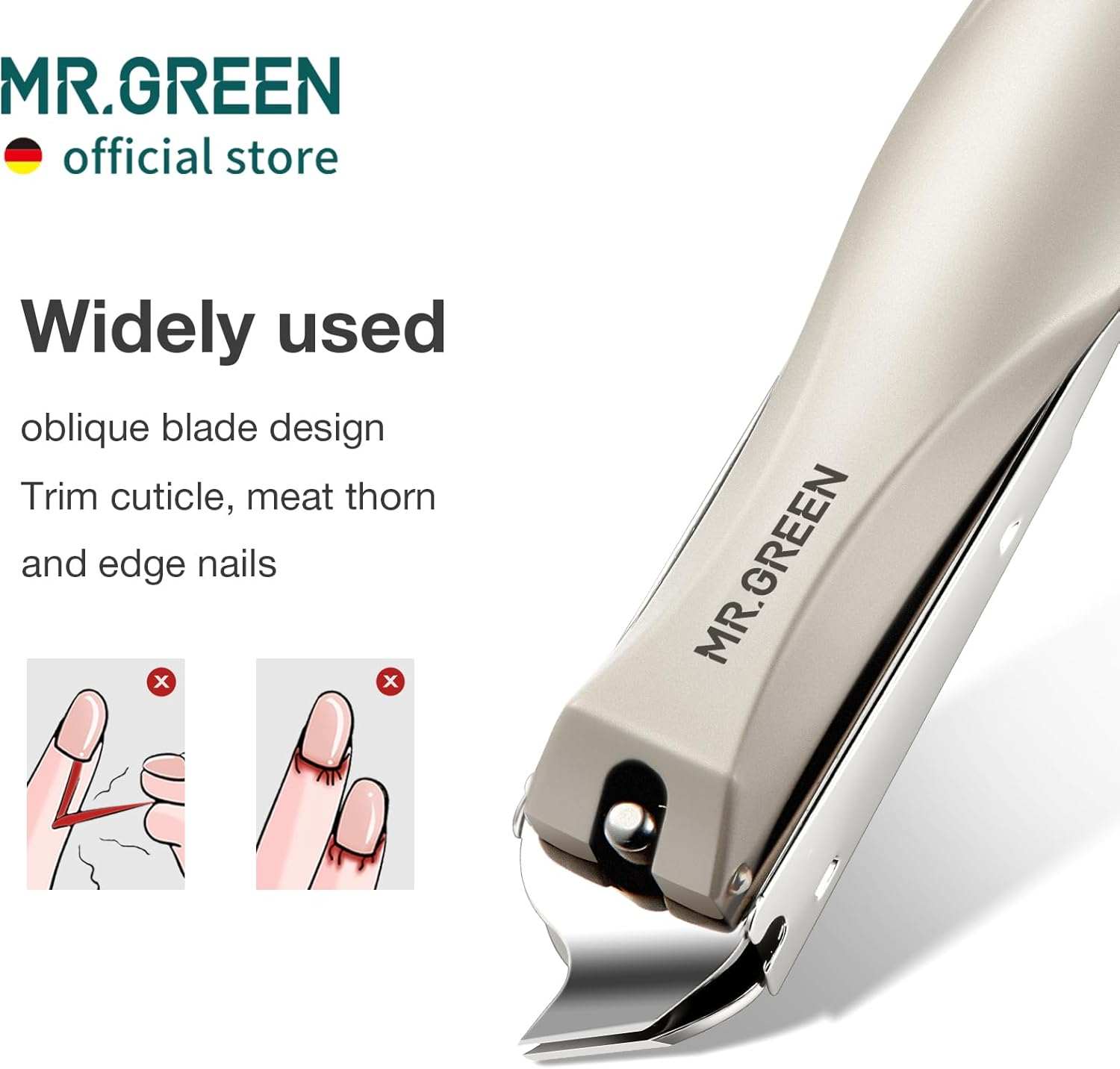 MR.GREEN Slanted Edge Nail Cutting Clippers Cuticle Nippers Tool Stainless Steel Dead Skin Oblique Tip Trimmer Manicure Scissors (Mr-1115 (Large)) - Mr-1110 image number 5