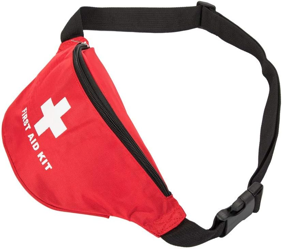 First Aid Fanny Pack First Aid Bag Red Travel Rescue Pouch Empty First Responder Storage Compact Survival Medicine Bag Pocket Container for Car Home Outdoors (Red) - Red image number 2