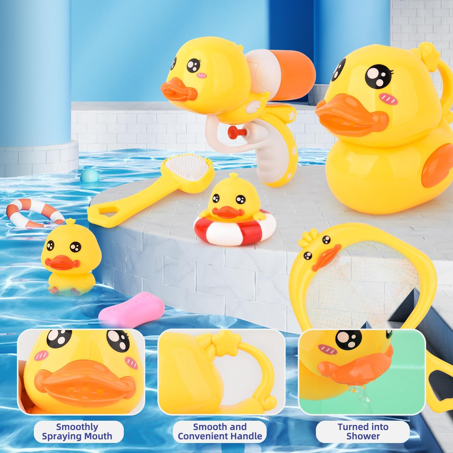 Baby Bath Toys, Cute Duck Bath Toys, Rubber Ducks Bathtub Shower Toys Swimming Pool Water Toys Toddlers Boys and Girls image number 3