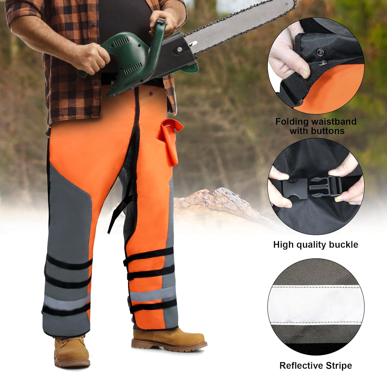 MYDAYS OUTDOOR Chainsaw Chaps Apron Wrap,Chainsaw Safety Equipment, Loggers Forest Workers Protective Chain Saw Pants,Orange