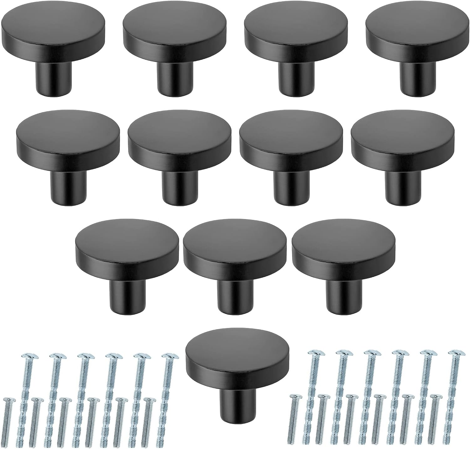 Masendelk Matte Black Drawer Knobs, 12Pcs Kitchen Cabinet Knobs Modern Dresser Decorative Pulls round Furniture Handles for Cabinets Cupboards MINYH2022031702 - 003 image number 3