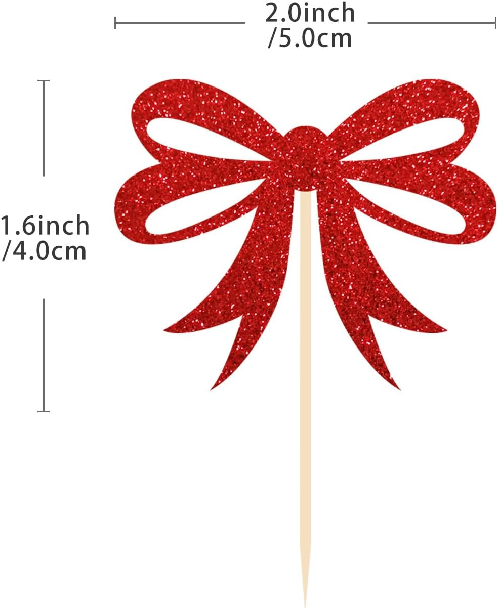24 PCS Merry Christmas Cupcake Toppers for Christmas Decorations, Christmas Tree Cake Toppers for Christmas Party Supplies (Bow Tie) image number 4