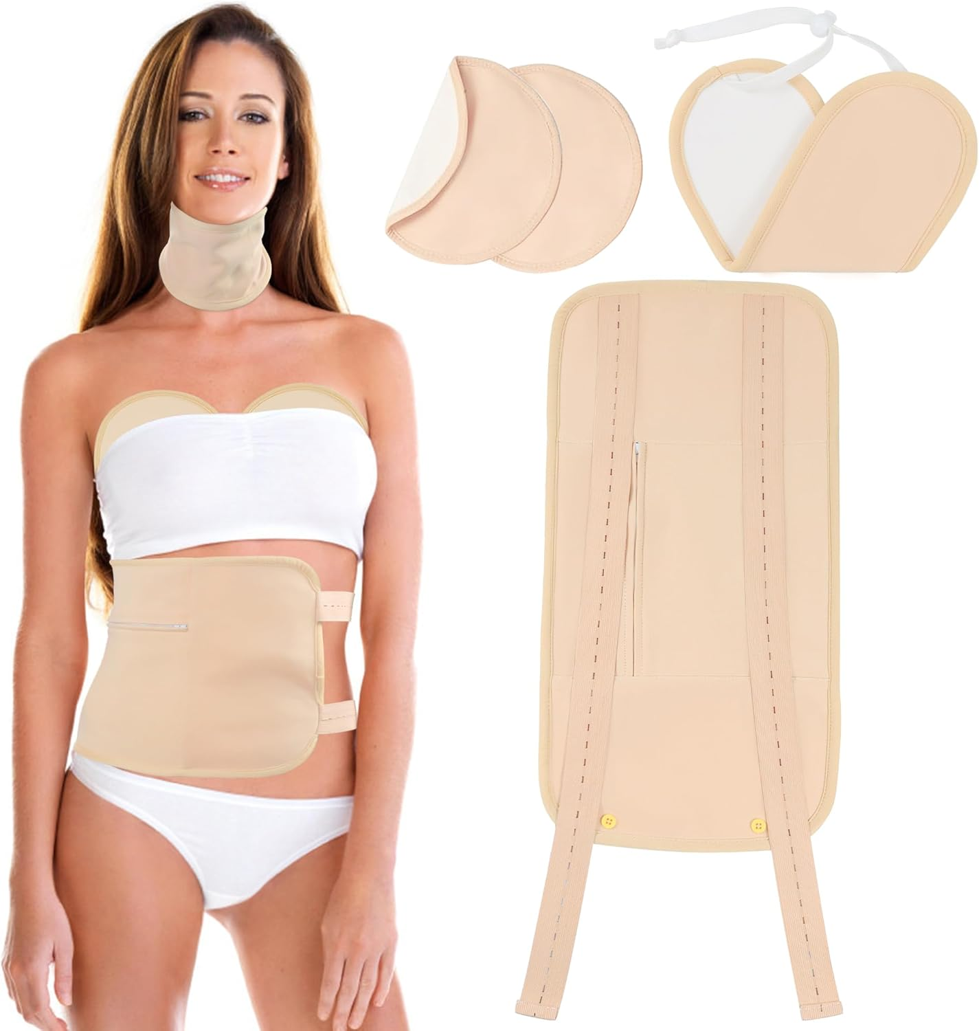 Organic Castor Oil Pack Wrap - Reusable Castor Oil Compress Wrap Kit with Adjustable Elastic Shoulder Straps - Organic Flannel Castor Oil Packs - Waterproof & Oil-Proof - Machine Washable