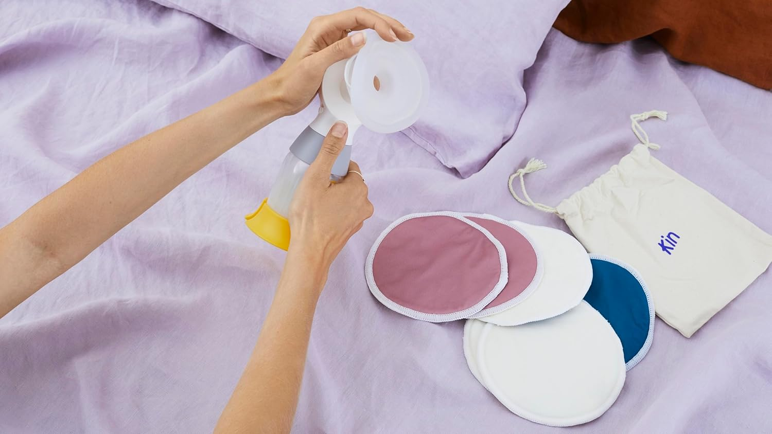 Kin the Breast Pads 3 Pack | Reusable Nursing Pads | Leak Proof, Full Coverage & Invisible under Bra | Soft Bamboo Material | Prevents Nipple Chafing | Eco-Friendly & Machine-Washable image number 2