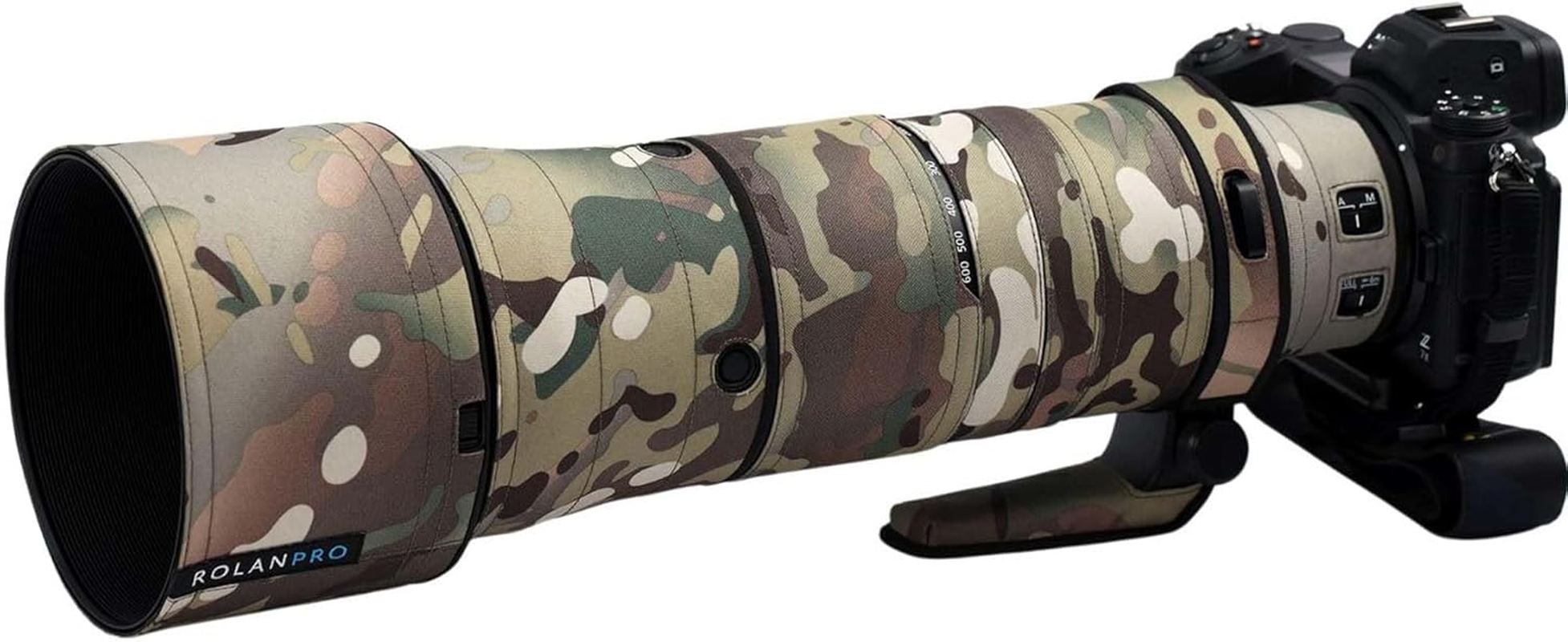 Rolanpro Lens Camouflage Coat for Nikon Z 180-600Mm F/5.6-6.3 VR Cover Lens Protective Sleeve Case-#39 Grass - 18 Black Camo image number 4
