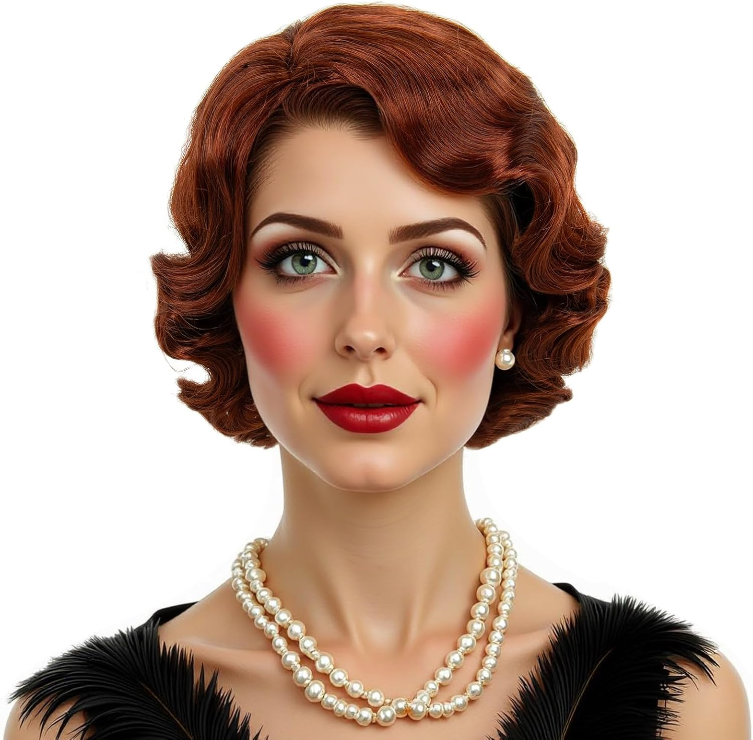 MEDISIFA Short Red 1920S Wig for Women Gatsby Roaring 20S Finger Wave Party Synthetic Full Vintage Wigs for Womens Lady Cosplay Costume Fancy Dress 1920 Flapper Wig