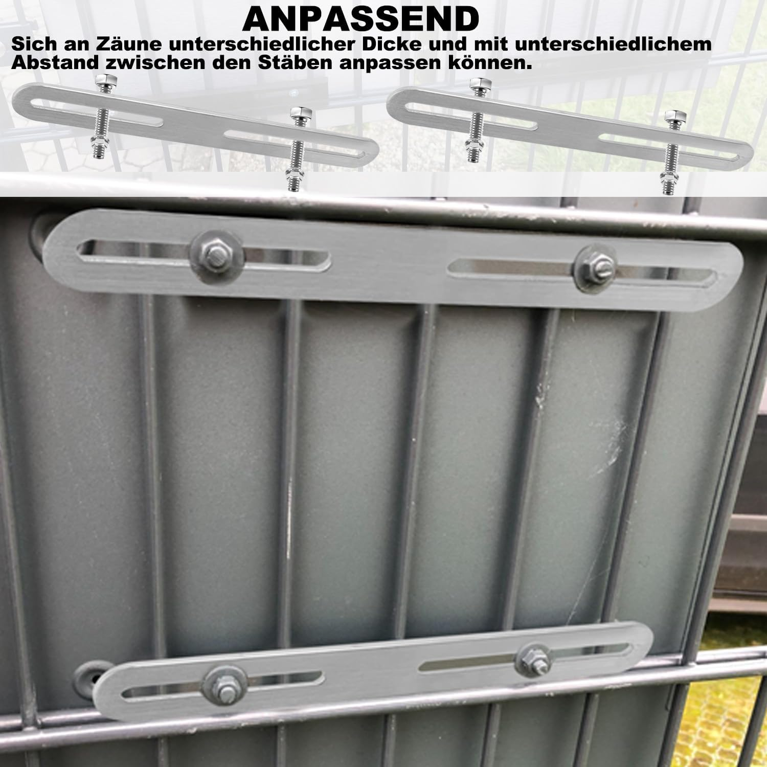 Mounting Set for Fence Post Box, Fence Attachment for Letterboxes in Anthracite Mounting (Silver, 215 Mm) image number 2