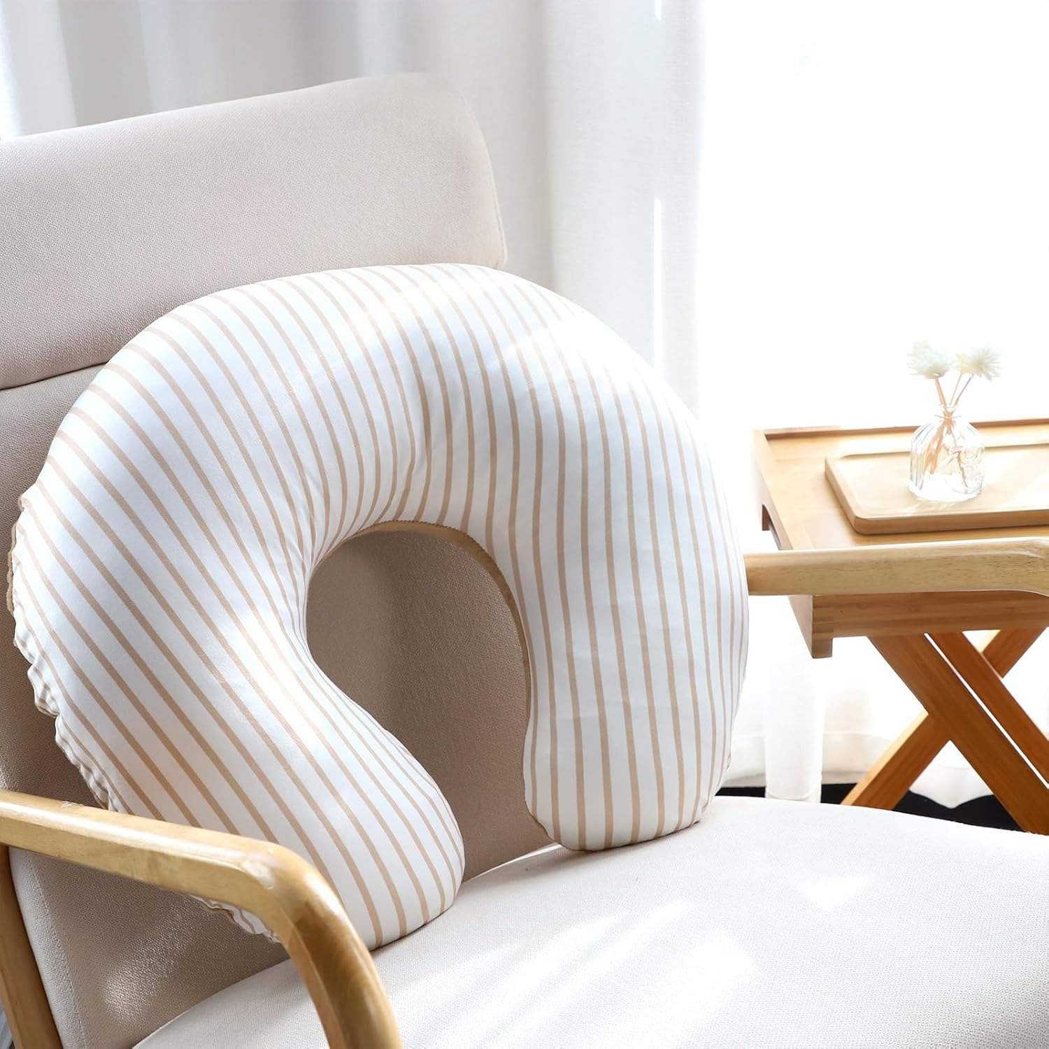 Nursing Pillow Cover 1 Pack, Removable Nursing Pillow Cover for Breastfeeding Pillows, Super Soft Comfortable Slipcover for Boy and Girls, Light Brown - Light Brown image number 6