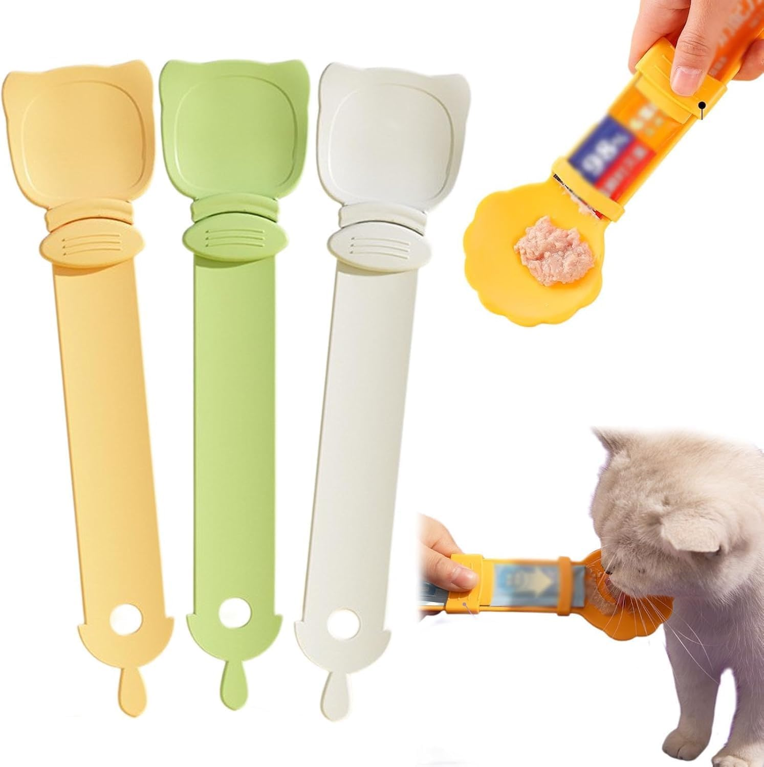 Cat Treat Squeeze Spoon Feeder,6Pcs Cat Strip Food Dispenser,Dogtreat Squeeze Spoons,Pet Strip Feeder Squeeze Spoon Treat Spoon Food Can Spoon,Small Animals Strip Squeeze Spoon image number 2