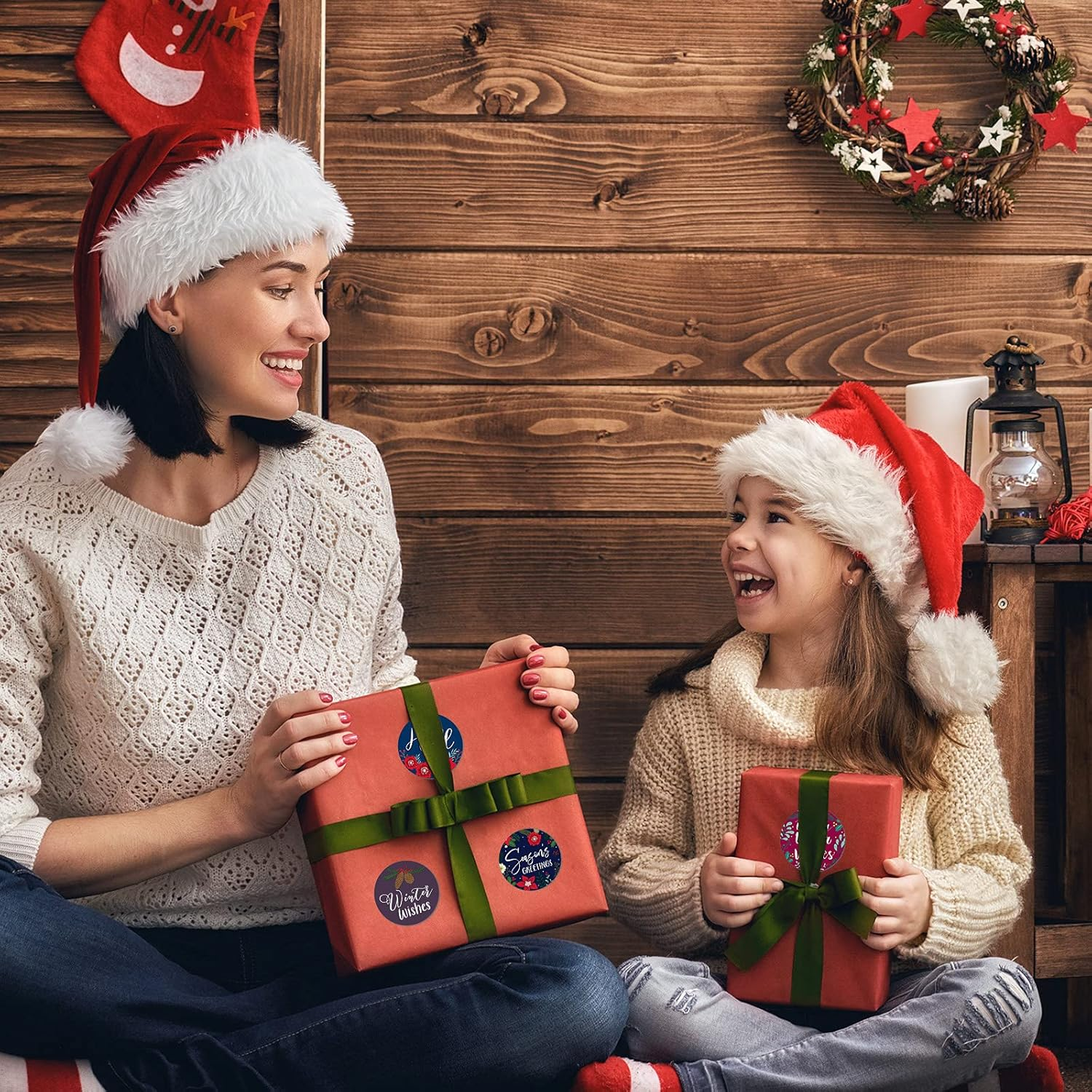 600 Pieces Holiday Envelopes Stickers Christmas Card Stickers Large Holiday Stickers Decorative Holiday Stickers Flower Joy Stickers for Holidays Weddings Anniversaries Baby Showers Decorations