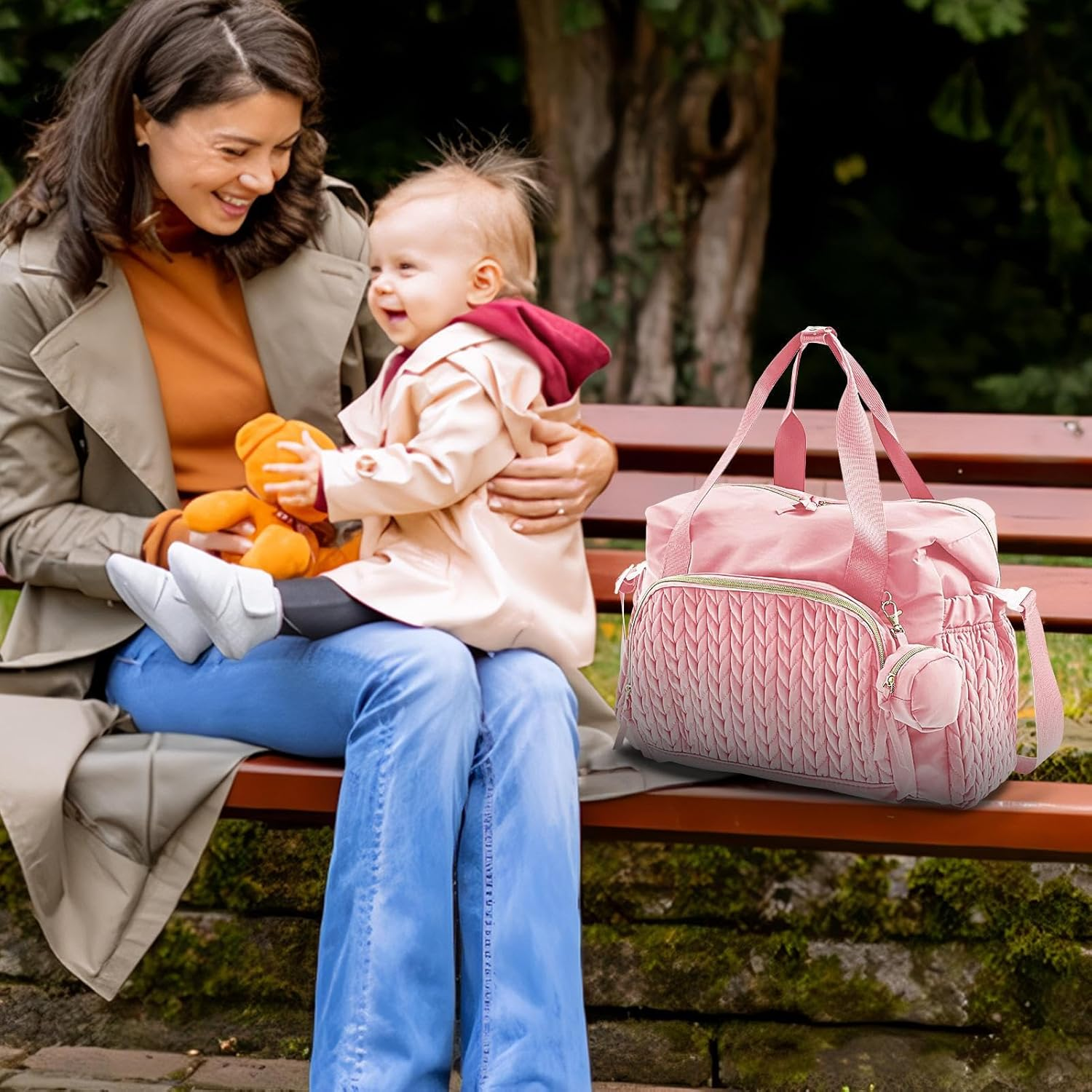 Diaper Bag &ndash; Spacious Baby Tote, Portable Storage Case | Reusable Storage Solution, Convenient Travel Carryall for Childcare Supplies Home Outings Stroller Organization image number 4