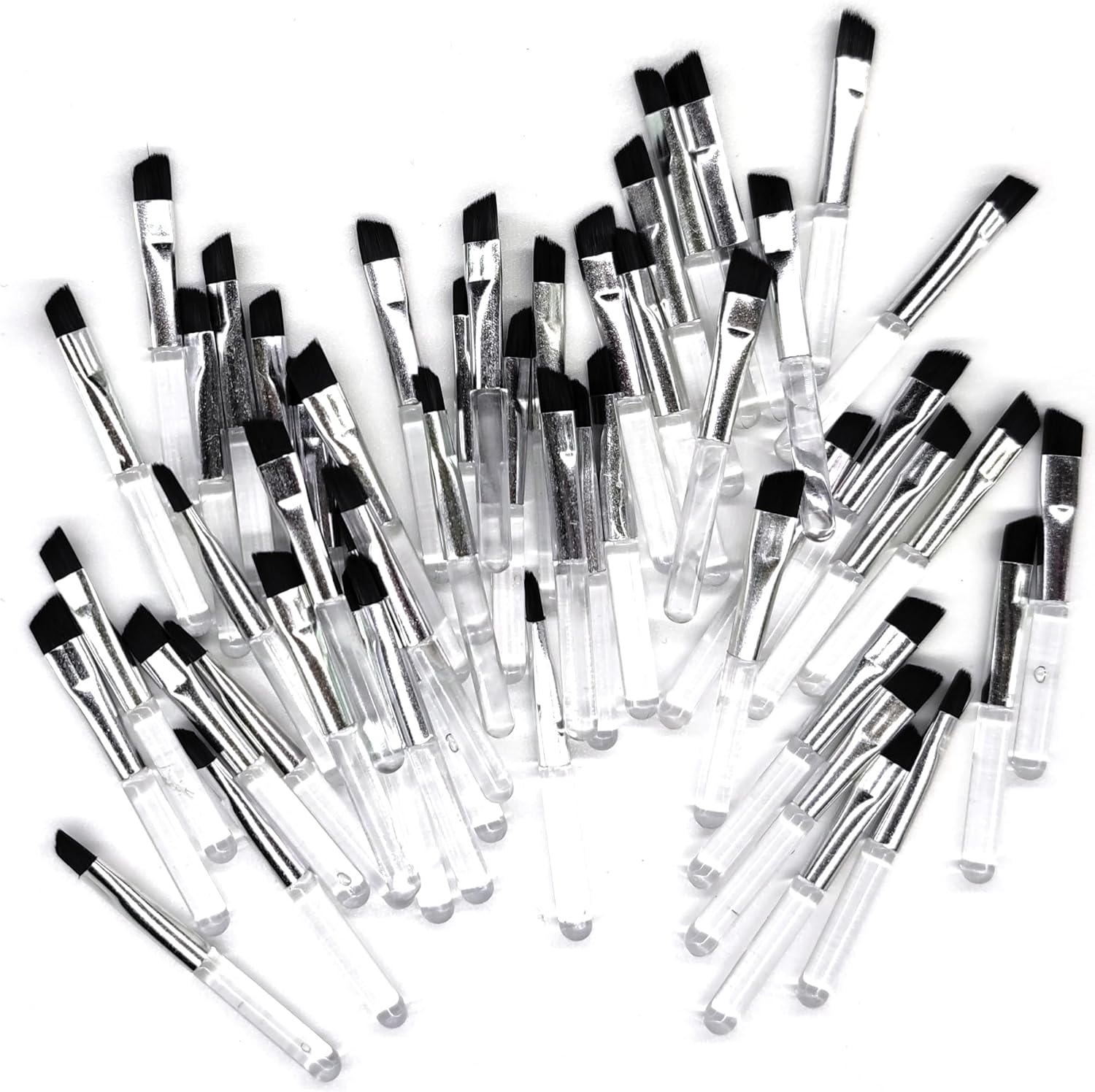 50 Pieces Angled Brow Brush, 2" Flat Slanted Premium Eyebrow Brush, Tint Brushes, Cosmetic Blending Brush, Eyeshadow Concealer Makeup Brush, Professional Precision Eye Beauty Cosmetic Tool for Women image number 1
