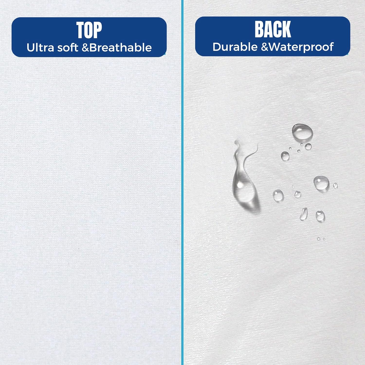 Set of 2 Waterproof Pillow Protectors (50 X 75 Cm), Zippered Pillowcases, Standard/Queen Size, JOMWEN anti Bed Bug and Dust Mite Encasement, White