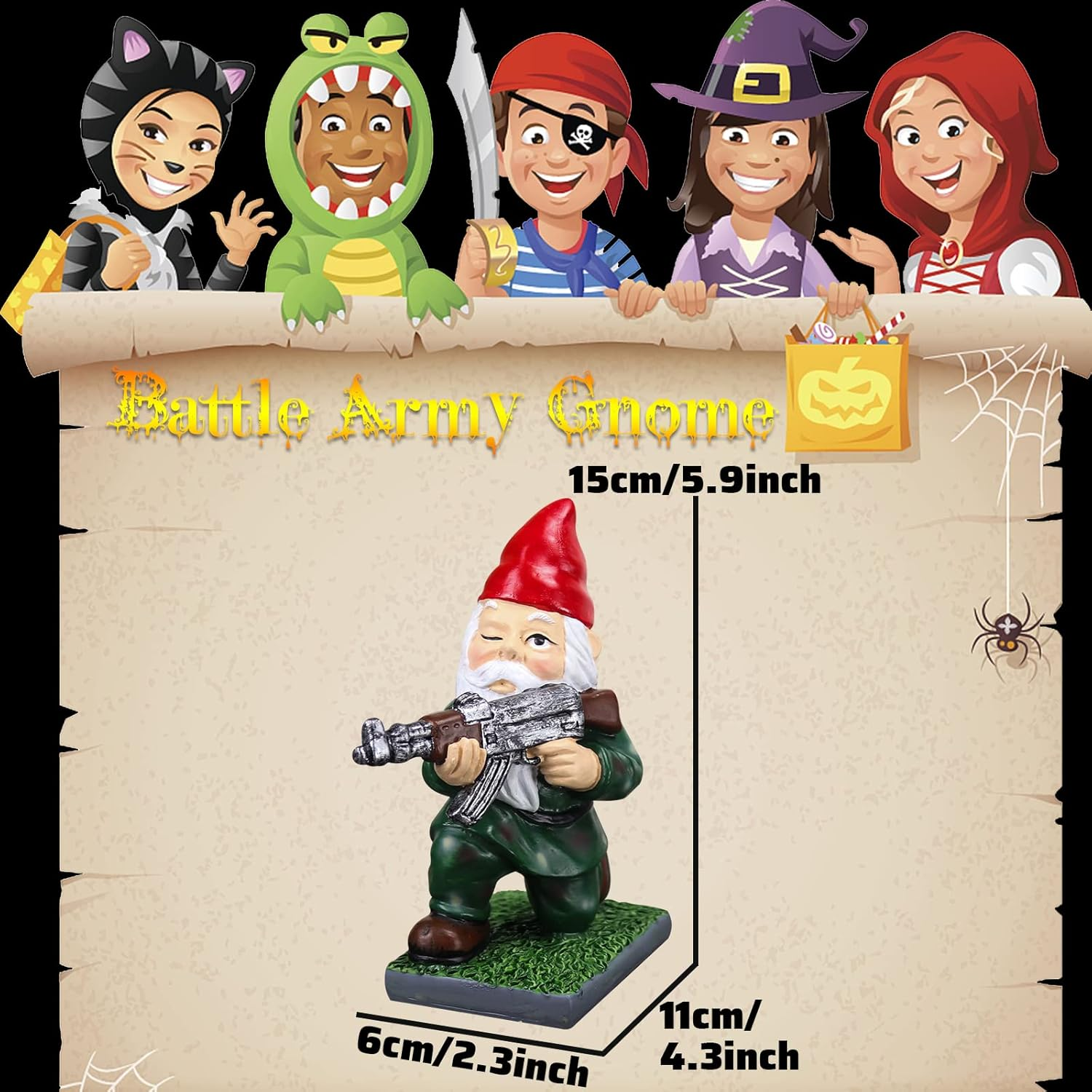 Military Gnomes Funny Army with Guns AK47 Garden Decor Outdoor Statue Figurines Lawn Yard Decoration Resin (B) image number 1