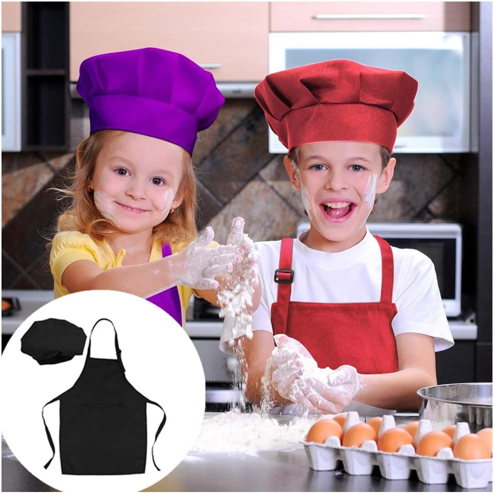 Chef Aprons, Black Apron for Men Women，Granmagazz Apron with Pockets, Kids Apron Children'S Chef Apron for Cooking Baking Painting (S)
