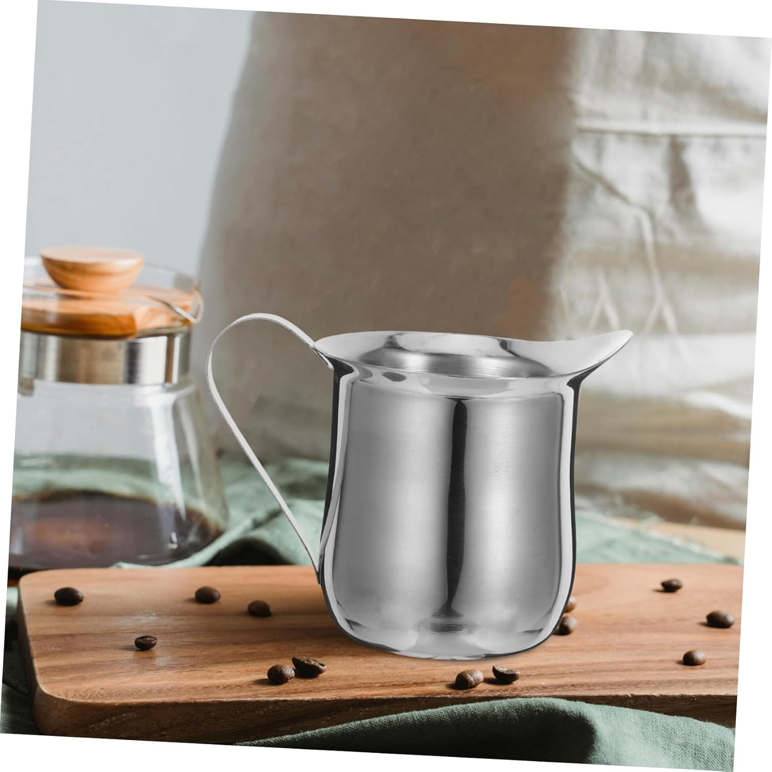 3Pcs Stainless Steel Milk Frother Cup Set 240Ml Small Milk Steaming Pitchers for Espresso Coffee Brewing and Frothing at Home or Caf&eacute; Use image number 4