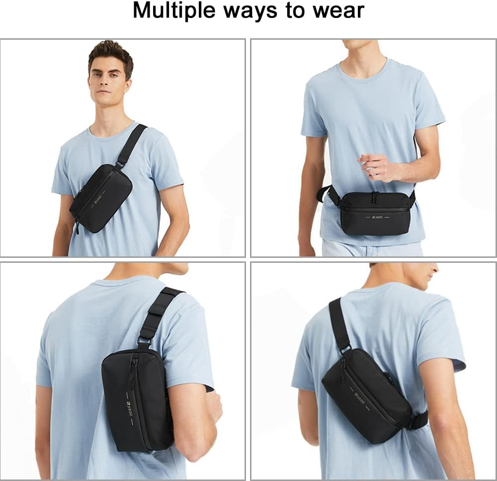 Waist Fanny Pack Men Fashion Bum Bag with Adjustable Belt for Sport Running Hiking Jogging Men （Black image number 2