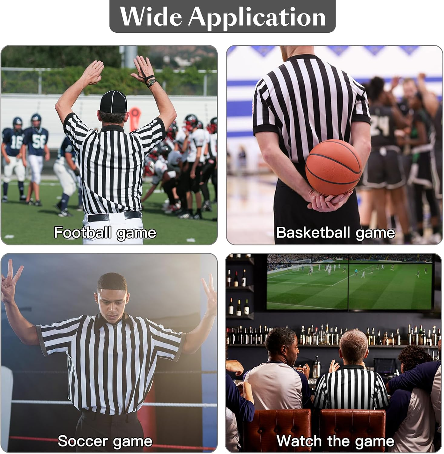 Rookea 5 Pcs Referee Costume Kit, Referee Costume for Boys Kids Men, Sports Costume Shirt Uniform Umpire Whistle Yellow Penalty Flag Referee Card for Basketball Football Soccer Referee Accessories image number 1
