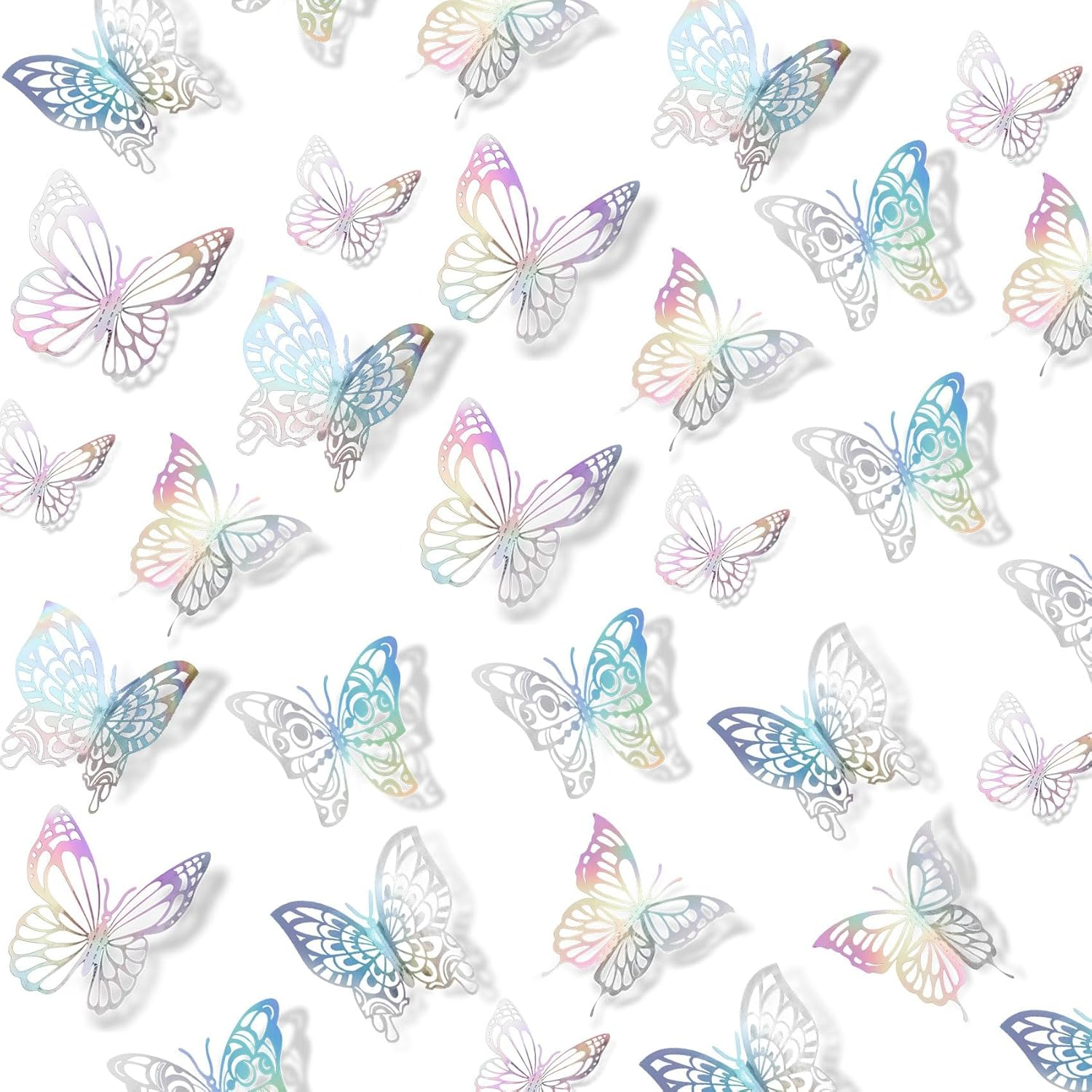 3D Butterfly Wall Decor,White Butterfly Decorations,3 Size Removable Butterflies with 72 Dot Glue for Nursery Wall,For Birthday Party Cake Decorations,Bedroom Living Study Bathroom Wedding Decors